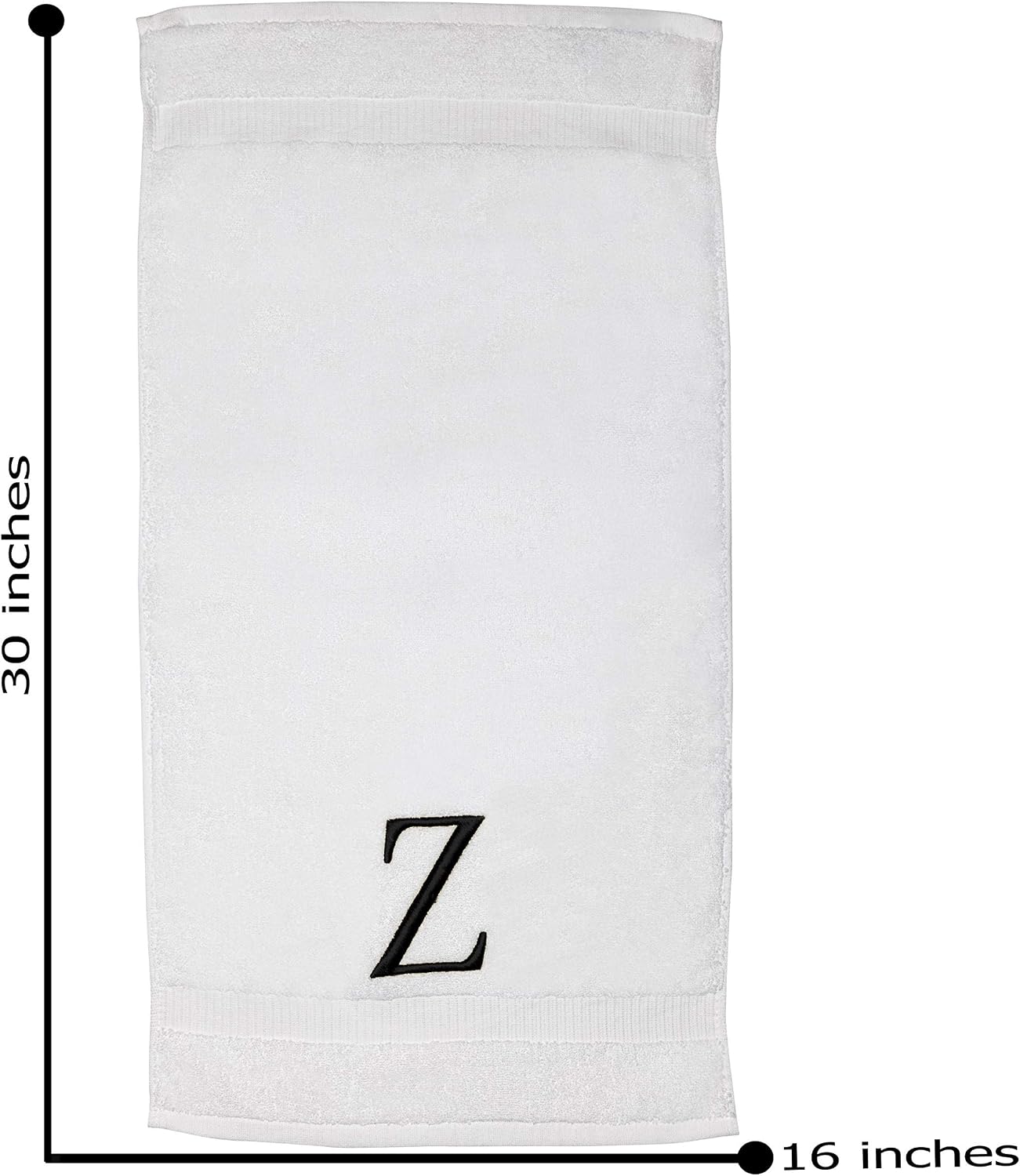 White with Black Monogrammed Hand Towels for Bathroom - Set of 2 Letter Z | Luxury Hotel Quality Initial Towels For