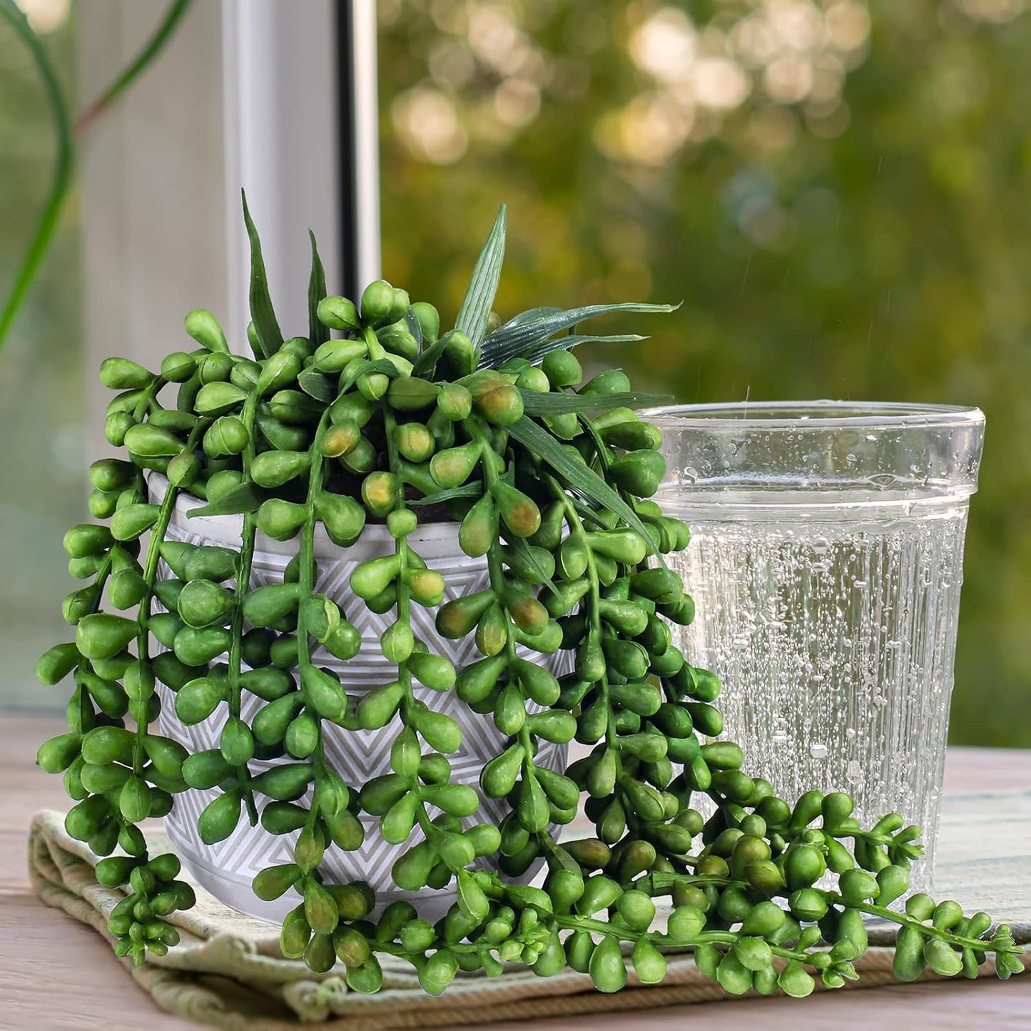 Assorted Small Potted Succulent Plants Fake Aloe String of Pearls Hops Succulents / Gray / Set of 3