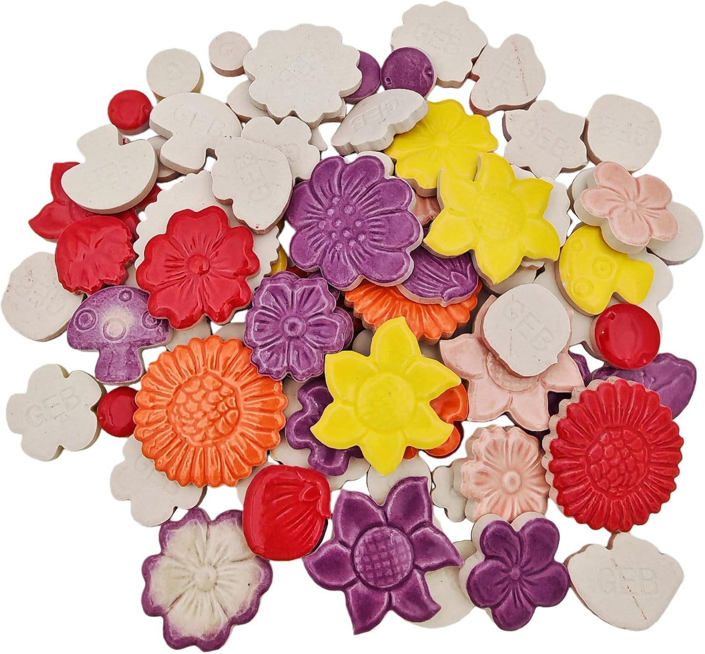 500g/1.1lb Ceramic Mosaic Tiles Mixed Shapes of Flowers / Mixed Color