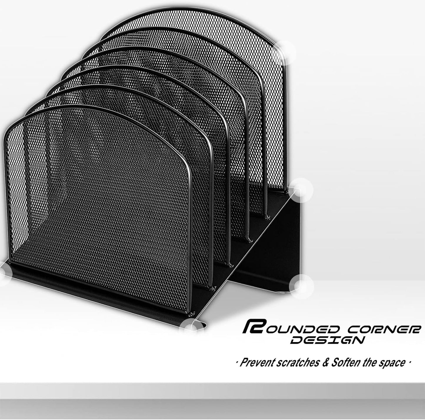 Desktop File Organizers 2 Pack Inclined Document Holders 5 Section Office Supplies Mesh Vertical File Sorters Metal