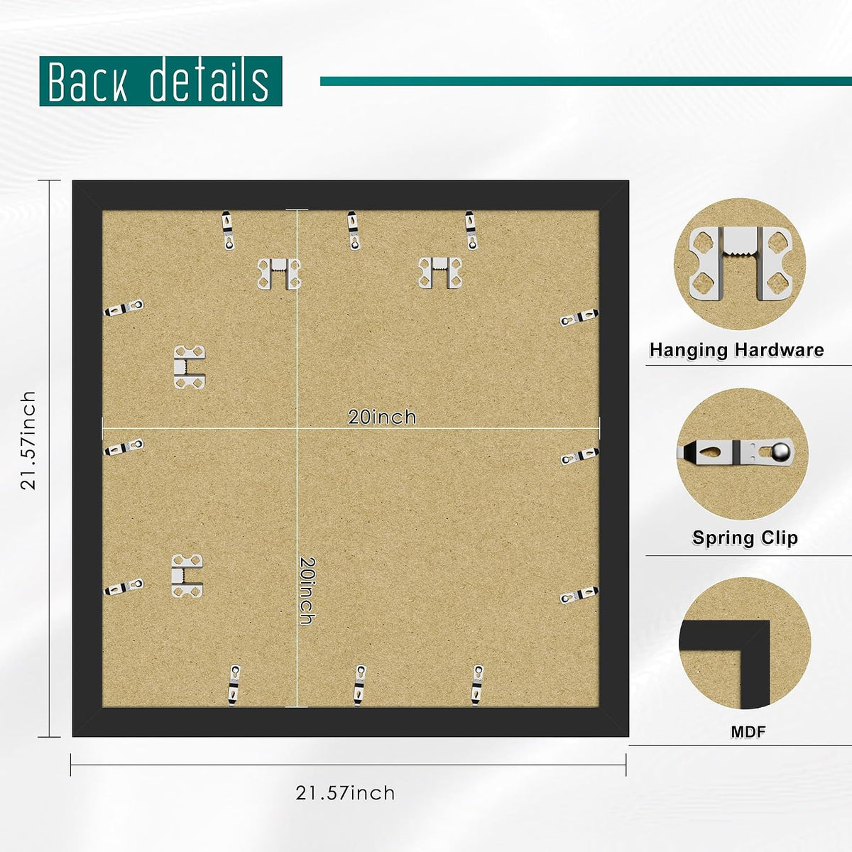 20x20 Black Picture Frame, Poster Frame for Wall, 3 Pack. | Fits 16x16 Photos With Mat or 20x20 Without Mat, Square
