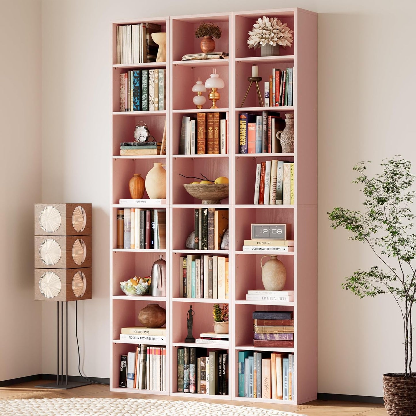 Floor Standing Display Storage Shelves in Tall / Pink / 71 Inch