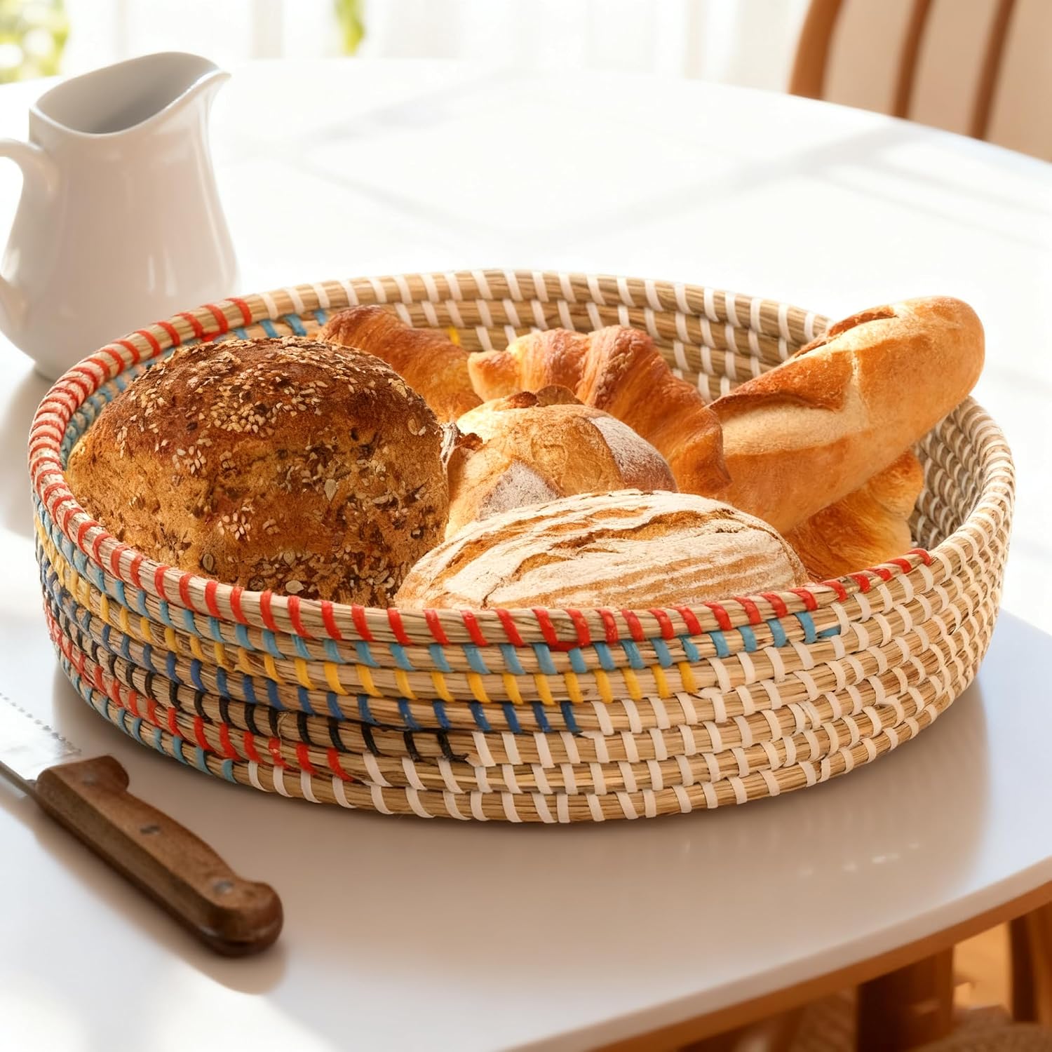 Rattan Serving Tray / 12'' Woven Seagrass Serving Tray