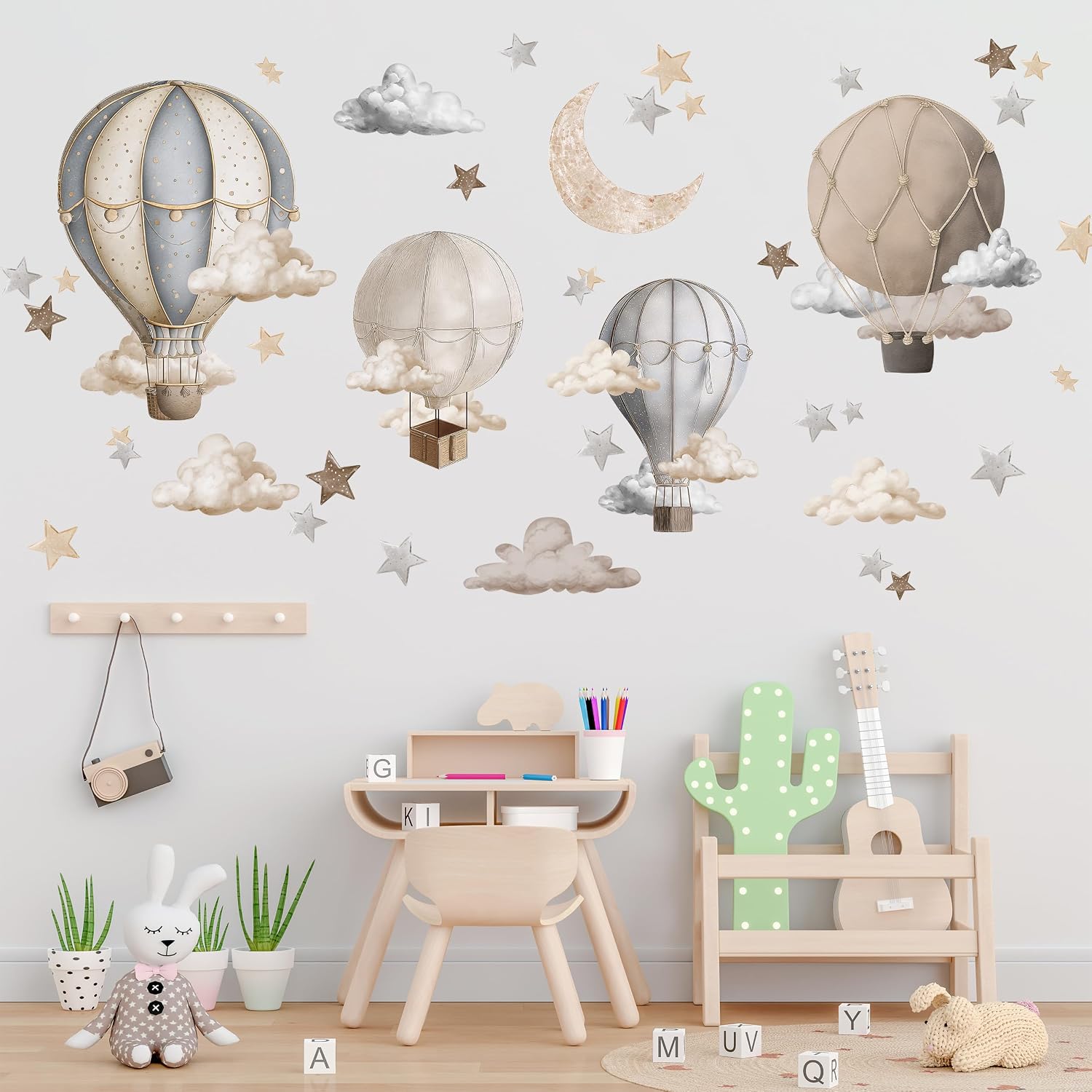 Dreamy Hot Air Balloon and Star Wall Decals / Hot Air Balloon Wall Decals