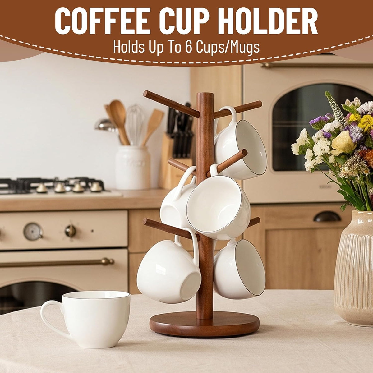 MyLifeUNIT Mug Holder Tree, 360° Rotated Coffee Cup Holder | Anti-slip padded bottom, space-saving compact design