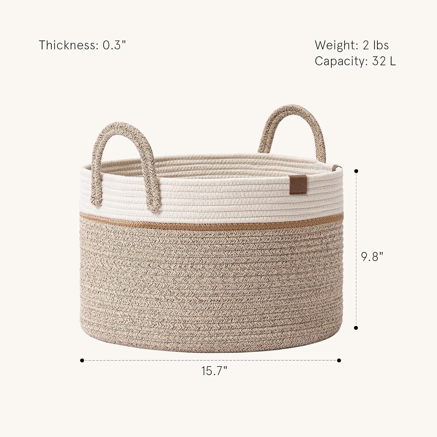 Woven Basket Rope Storage Baskets / White & Desert / S