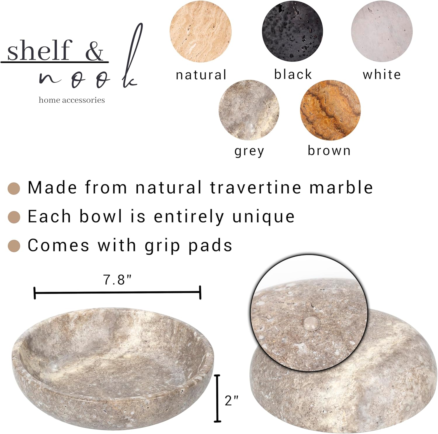 Travertine Decorative Bowls / Silver-gray