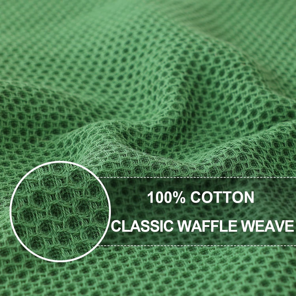 Homaxy 100% Cotton Oversized Waffle Weave Kitchen Towels 4-Pack | Grass Green, 20 x 28 Inches, Ultra Soft Absorbent