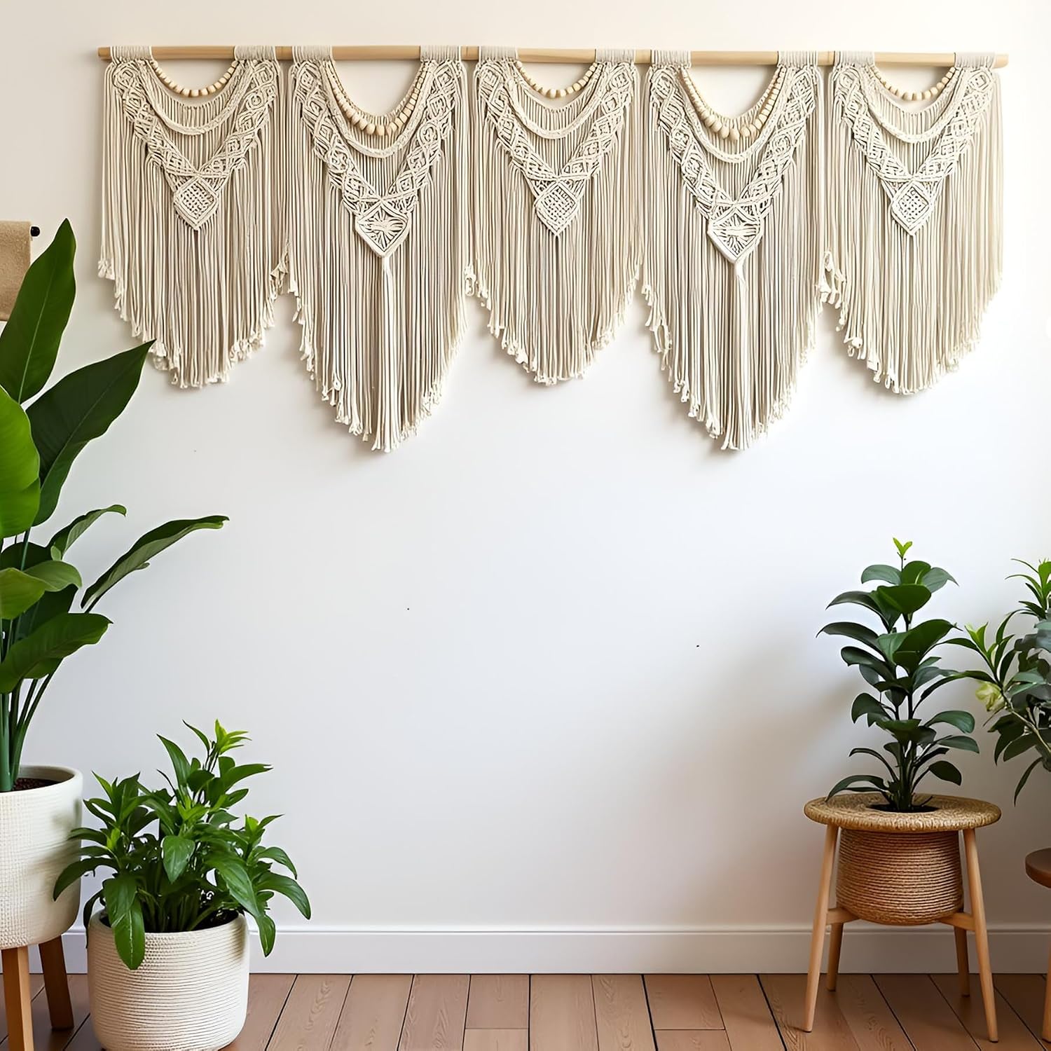 Extral Large macrame wall hanging / Wood Bead-b