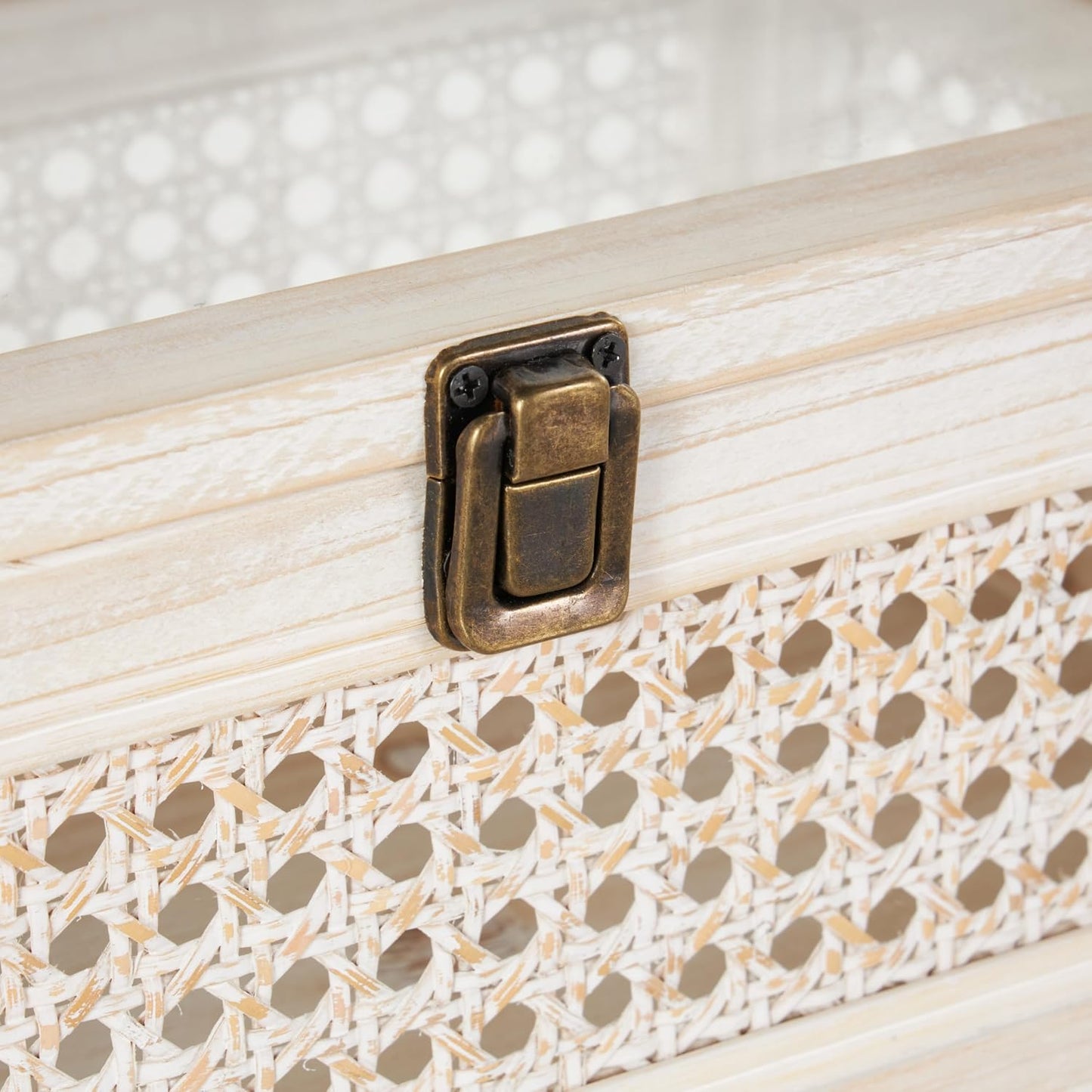 Metal Handmade Decorative Box Woven Storage Decorative Keepsake Boxes / Cream / 14", 12"W