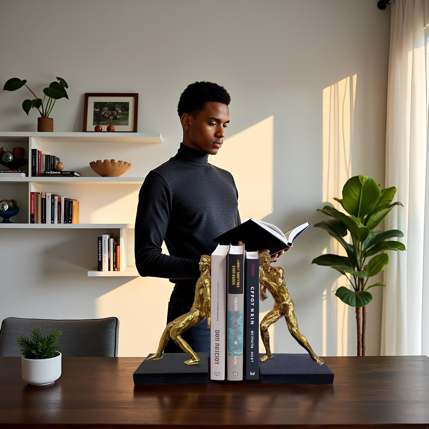 Modern Artistic Bookends / Abstract Figure-gold