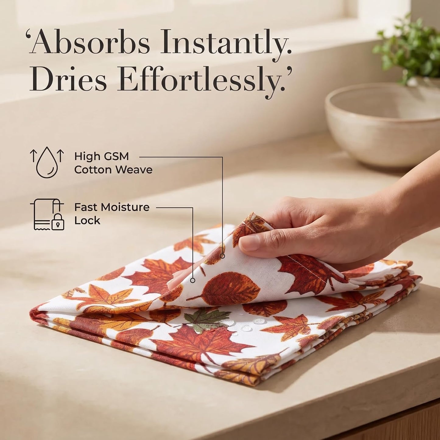 Urban Villa Cloth Napkins Cotton 20x20 (Set of 12) Harvest Leaf Print