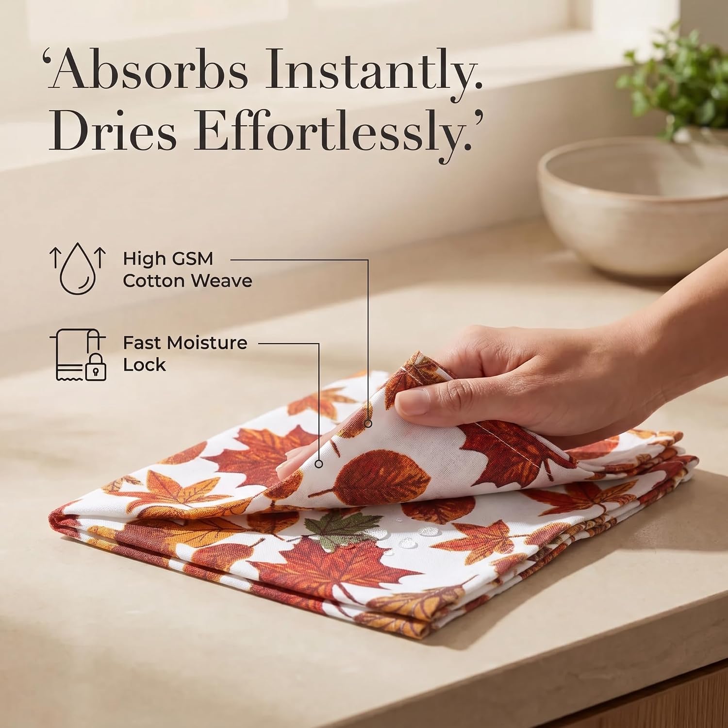 Urban Villa Cloth Napkins Cotton 20x20 (Set of 12) Harvest Leaf Print