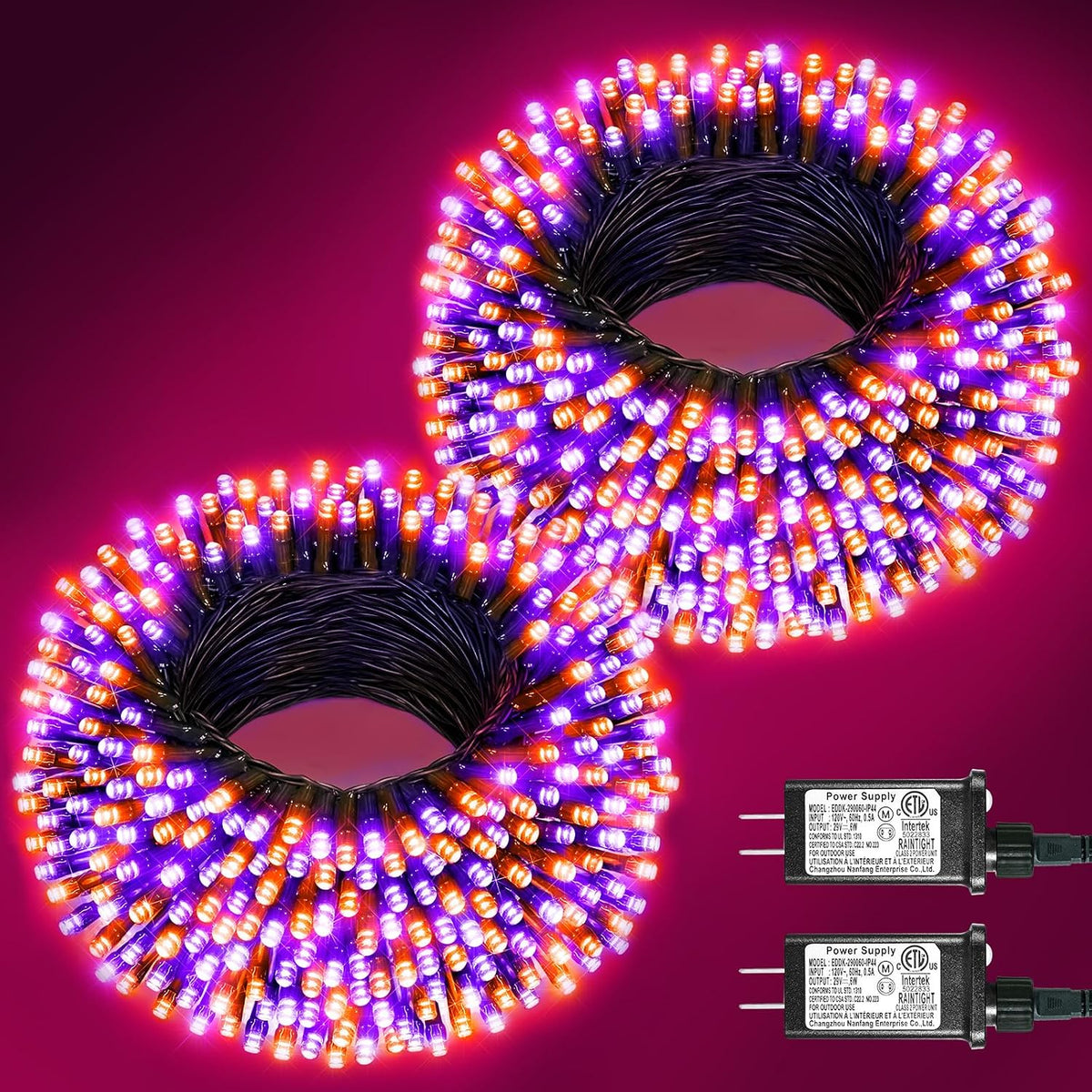 2 Pack Halloween Lights, Total 200FT 600 LED Outdoor String Lights
