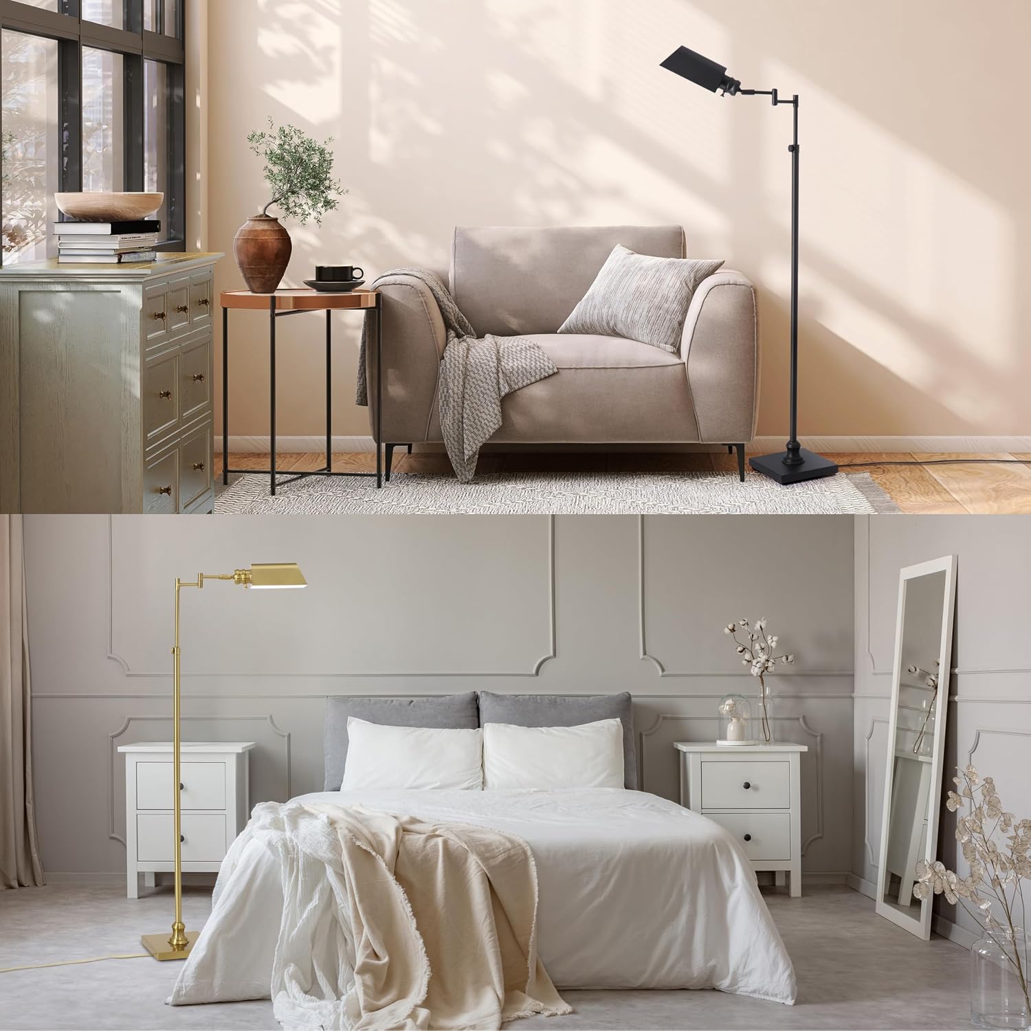 O’Bright Arcadia - Pharmacy Floor Lamp, Full Range Dimming, Swing Arm Task Lamp, E26 Socket, Bulb Replaceable