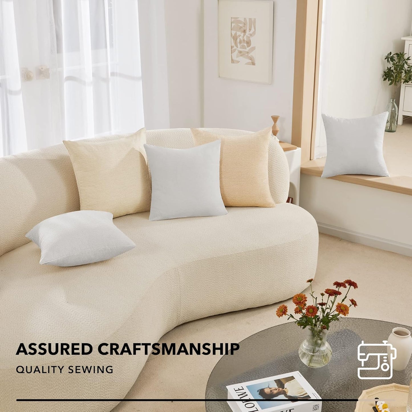 Covers Only No Insert / 18 x 18 / Natural White / Set of 4