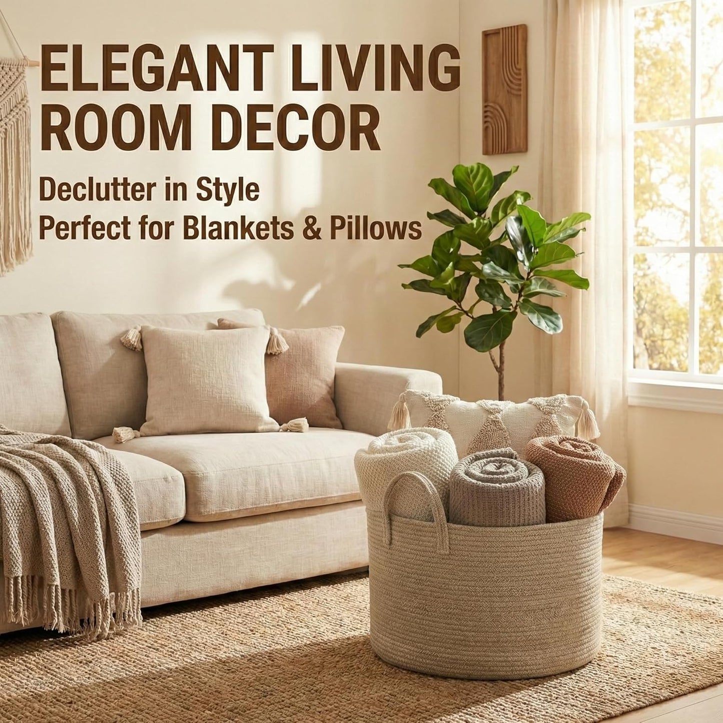 Extra Large Blanket Basket / Oatmeal / 65L