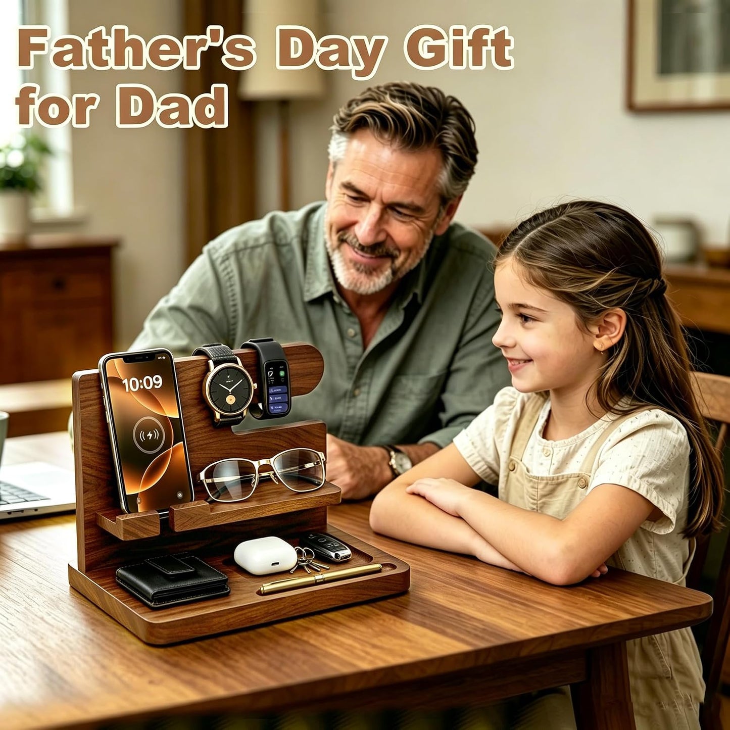 Gifts for Men Wood Phone Docking Station Birthday Gift for Men Valentines Day Gifts Father Gift for Him Boyfriend