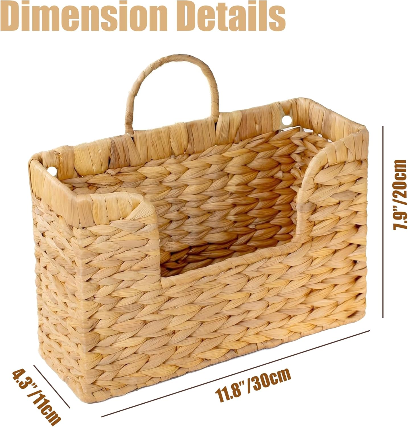 Wicker Wall Hanging Baskets for Magazines / Natural