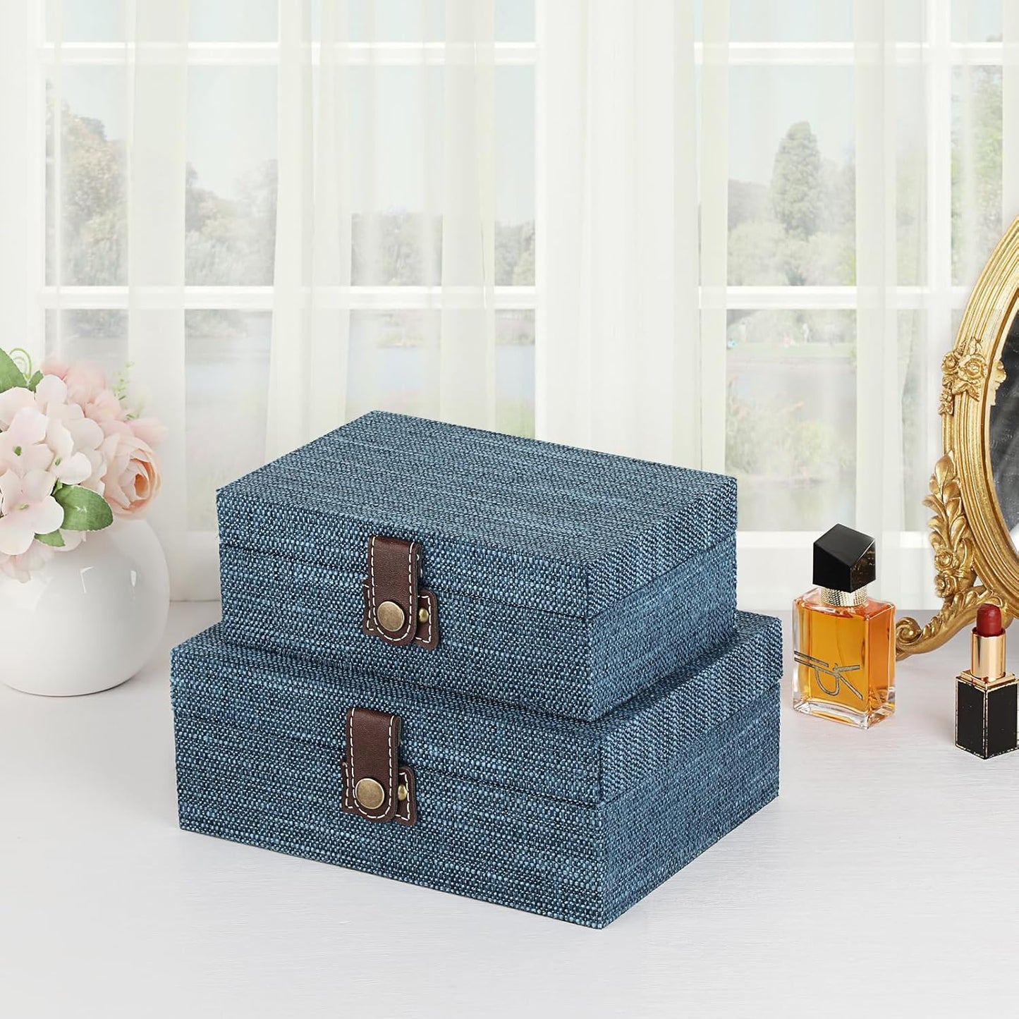 Wooden Decorative Trinket Jewelry Box / Medium / Blue