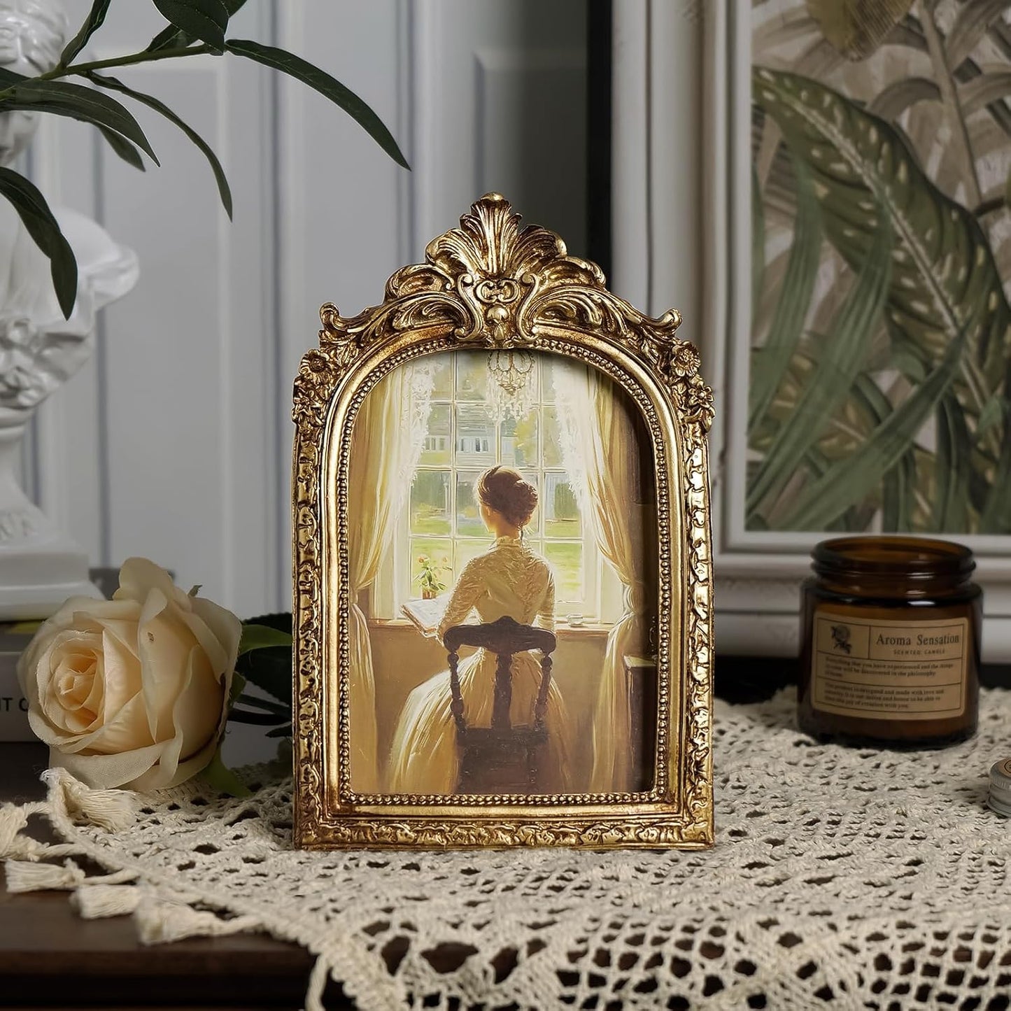 Vintage Picture Frame Arched Frames / Gold Arch / 4 x 6