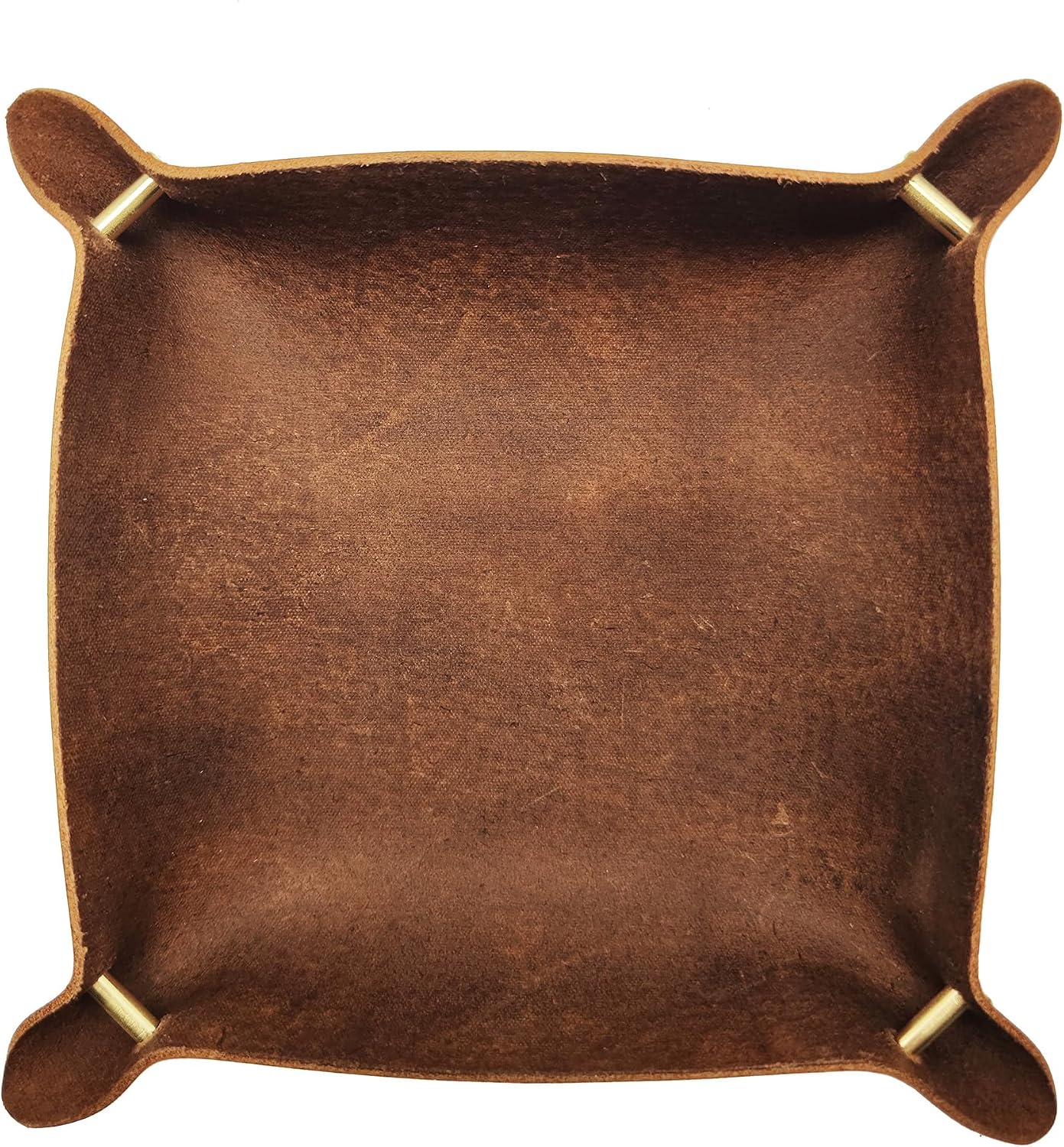 Leather Valet Tray Entryway Catchcall Tray Nightstand Organizer / Antique Brown-oil Wax Leather