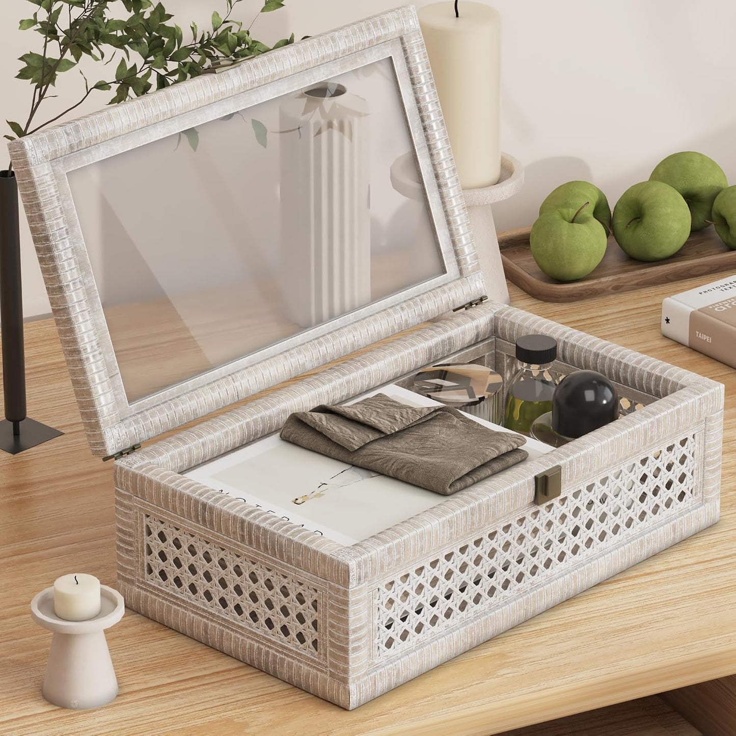 Boho Display Boxes / Washed White / Set of 2