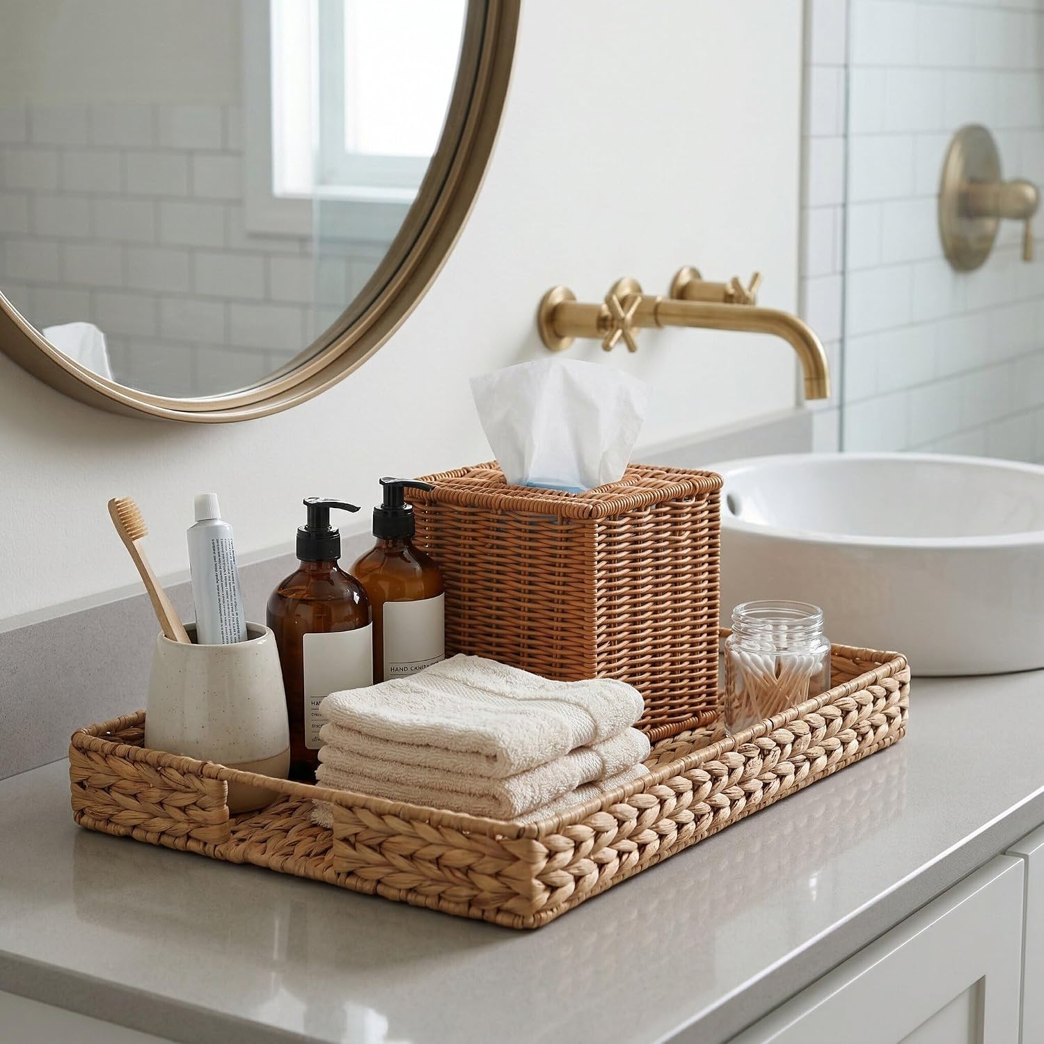 Square Rattan Tissue Box Cover