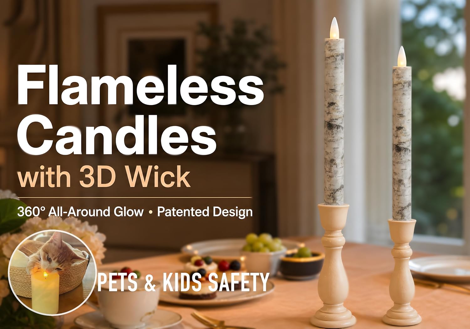 Flameless Taper Candles Flickering with Remote and Timer, 3D Moving Flame Taper Candle Battery Operated to 400 Hours, 9