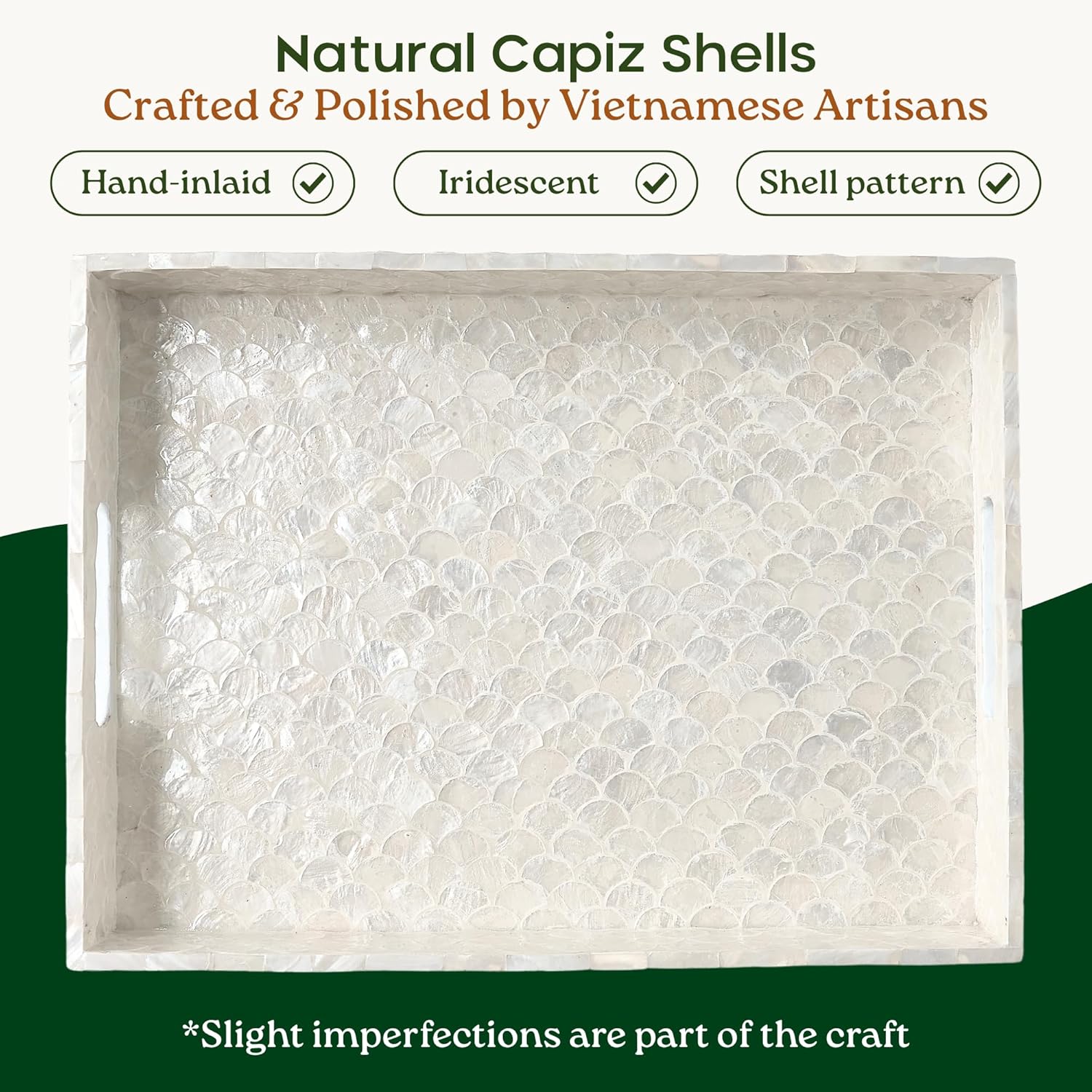 Handmade Serving Tray / Rectangular / Natural / 15.8 x 11.8 x 1.8