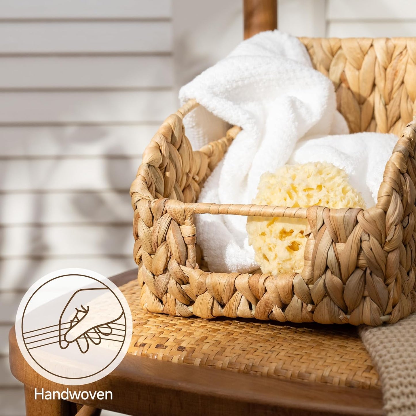 Wicker Baskets / Handwoven Shelf Baskets / 2 x 7 / Natural