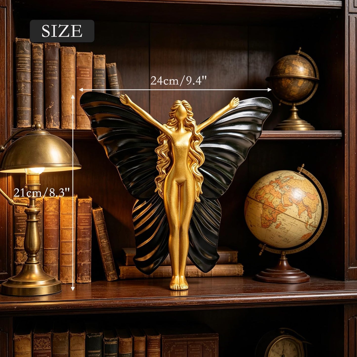 Abstract Modern Butterfly Fairy Statue / Black Gold