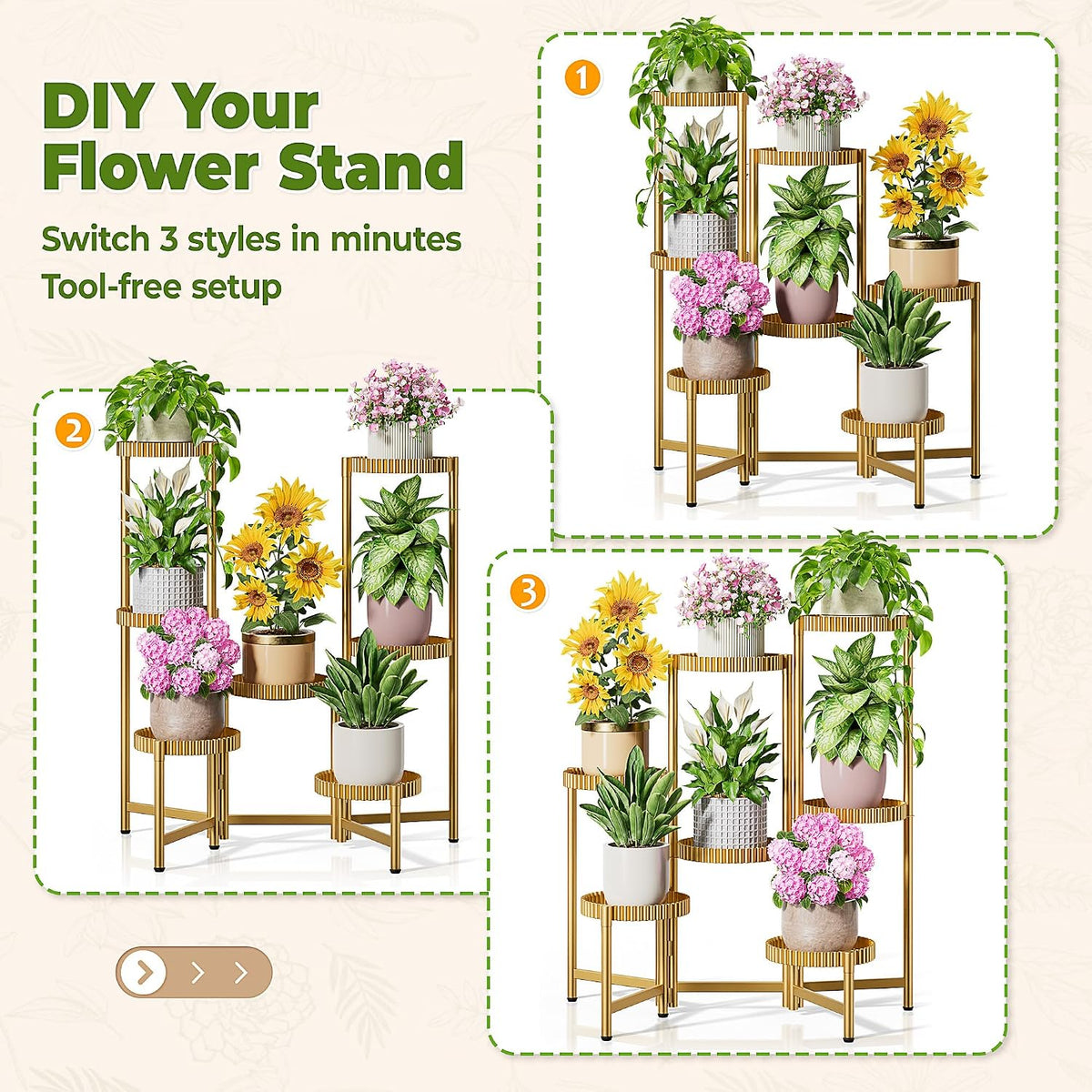 7 Tier Large Tiered Plant Stand Indoor, 7.9 Inch Wide Tall Corner Metal Plant Stands Outdoor for Multiple Plants