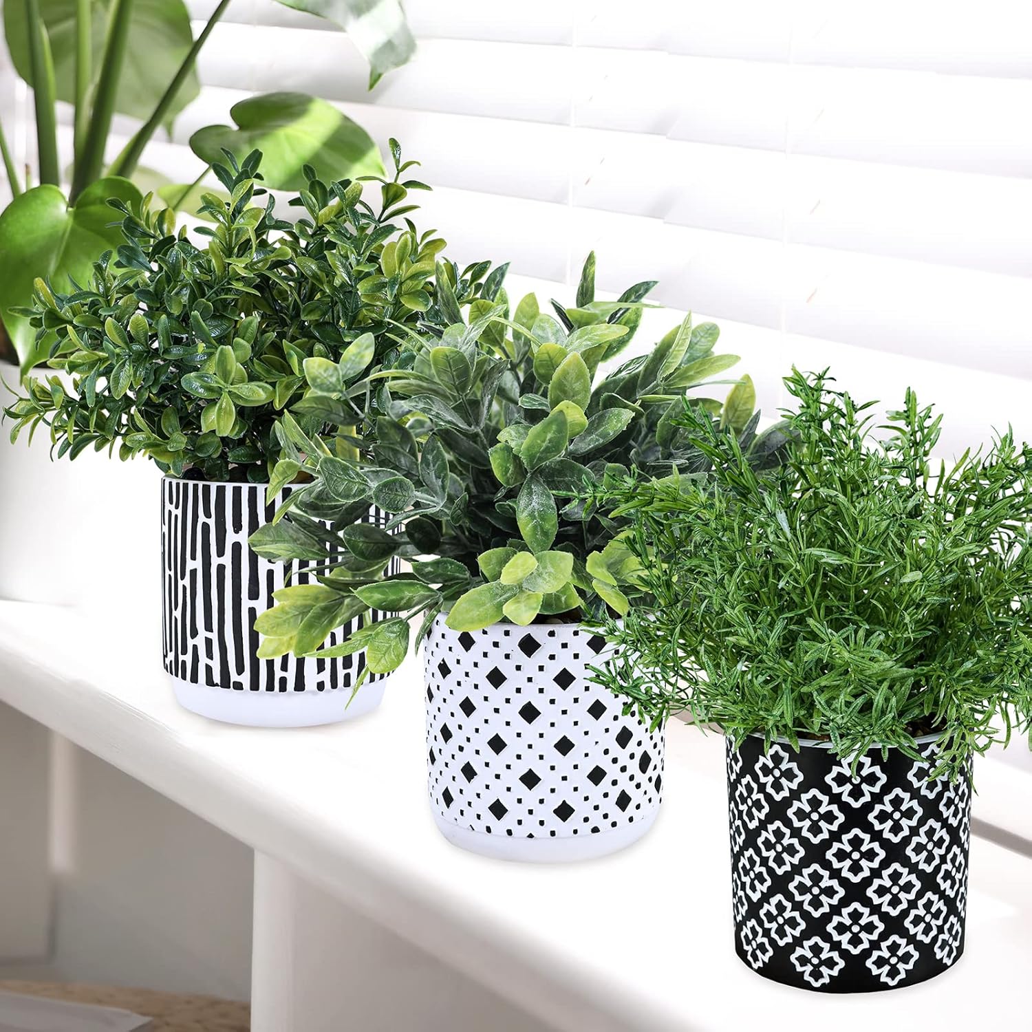 Artificial Potted Plants / Black / Set of 3