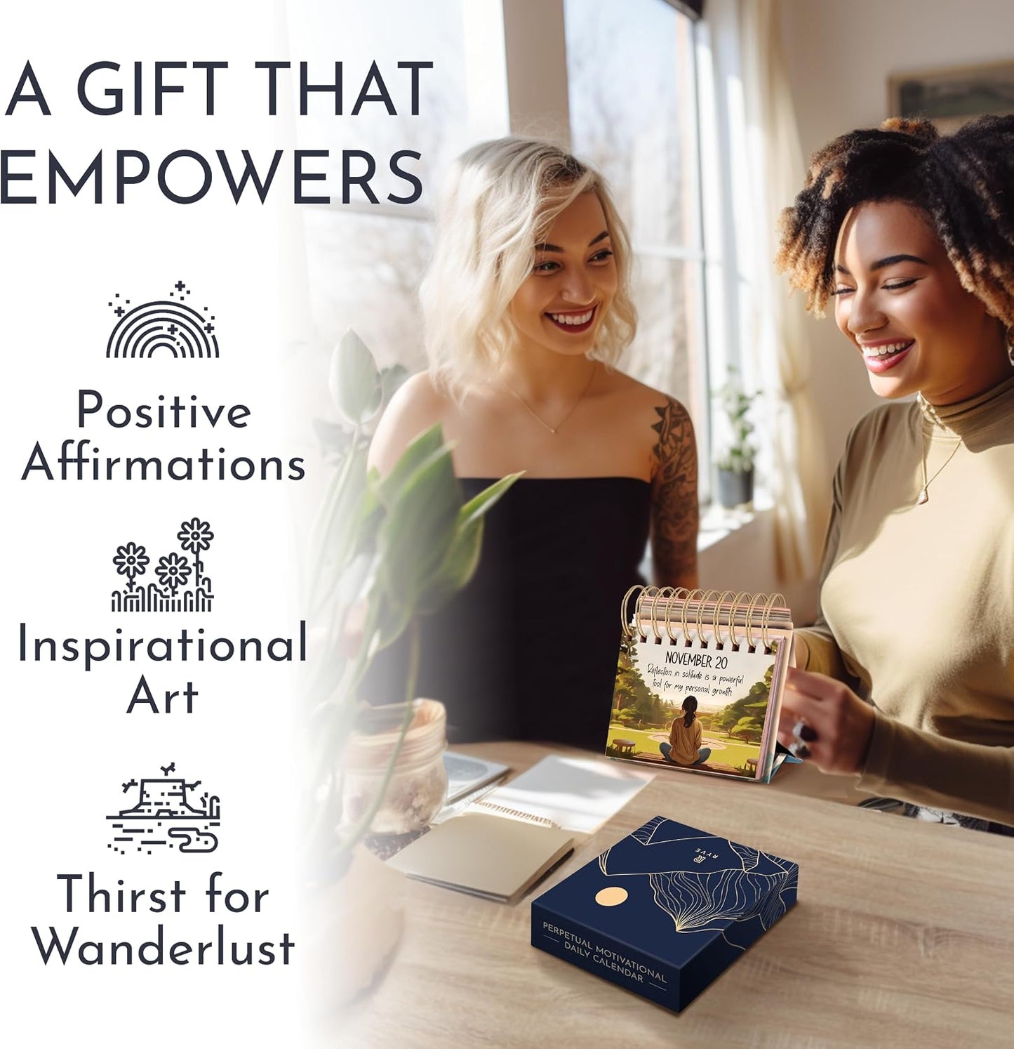 Daily Affirmations for Women, Perpetual Desk Calendar, 366 Positive Quotes | Inspirational Self Care Gifts for Women