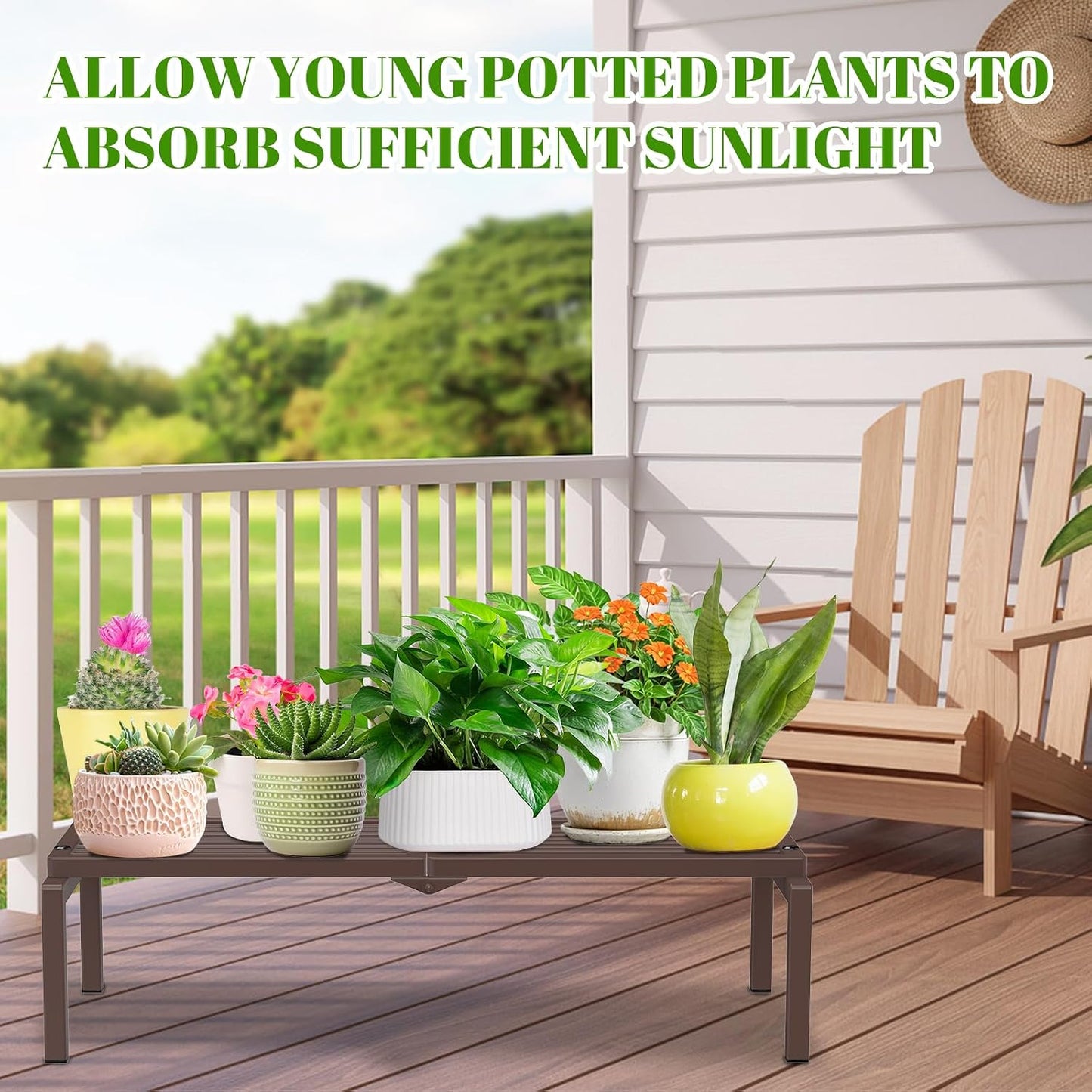 1 Tier Metal Plant Stand Indoor Outdoor, Potted Multiple Flower Pot Holder Rack Plant Shelf, Heavy Duty Planter Display