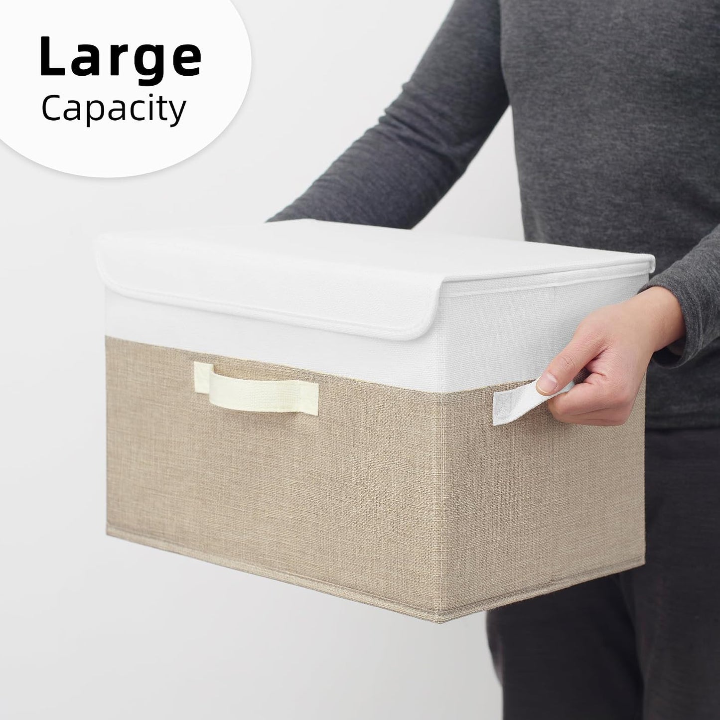 Storage Bins / Shelf Baskets / White/khaki / Large / Set of 2