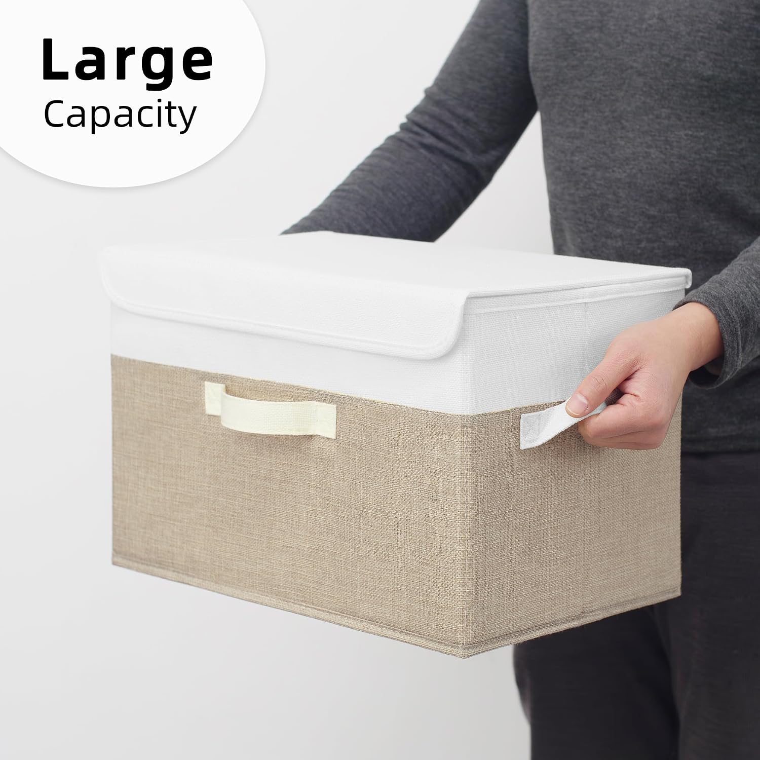 Storage Bins / Shelf Baskets / White/khaki / Large / Set of 2