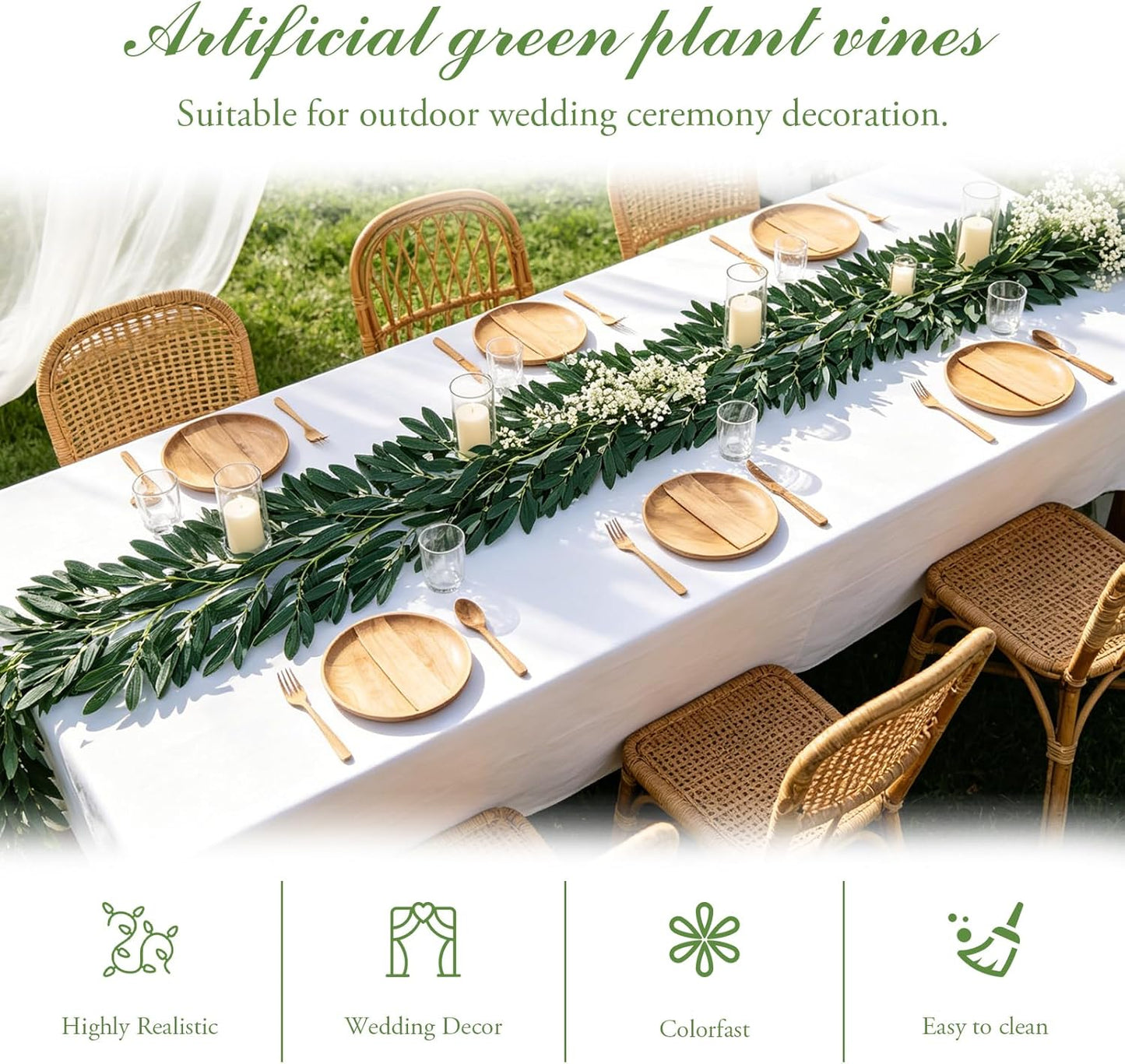 Realistic Silk Fake Hanging Olive Leaves Greenery Garland / Olive Green / 6.5 Inch / Set of 3