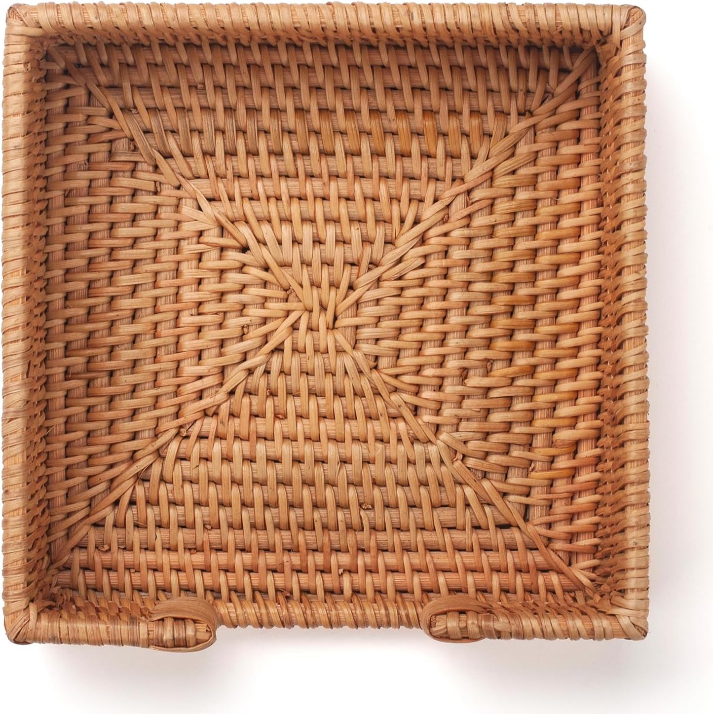 Rattan Napkin Holder Woven Flat Napkin Basket Tray / Square / 7.5 x 7.5 x 2.5