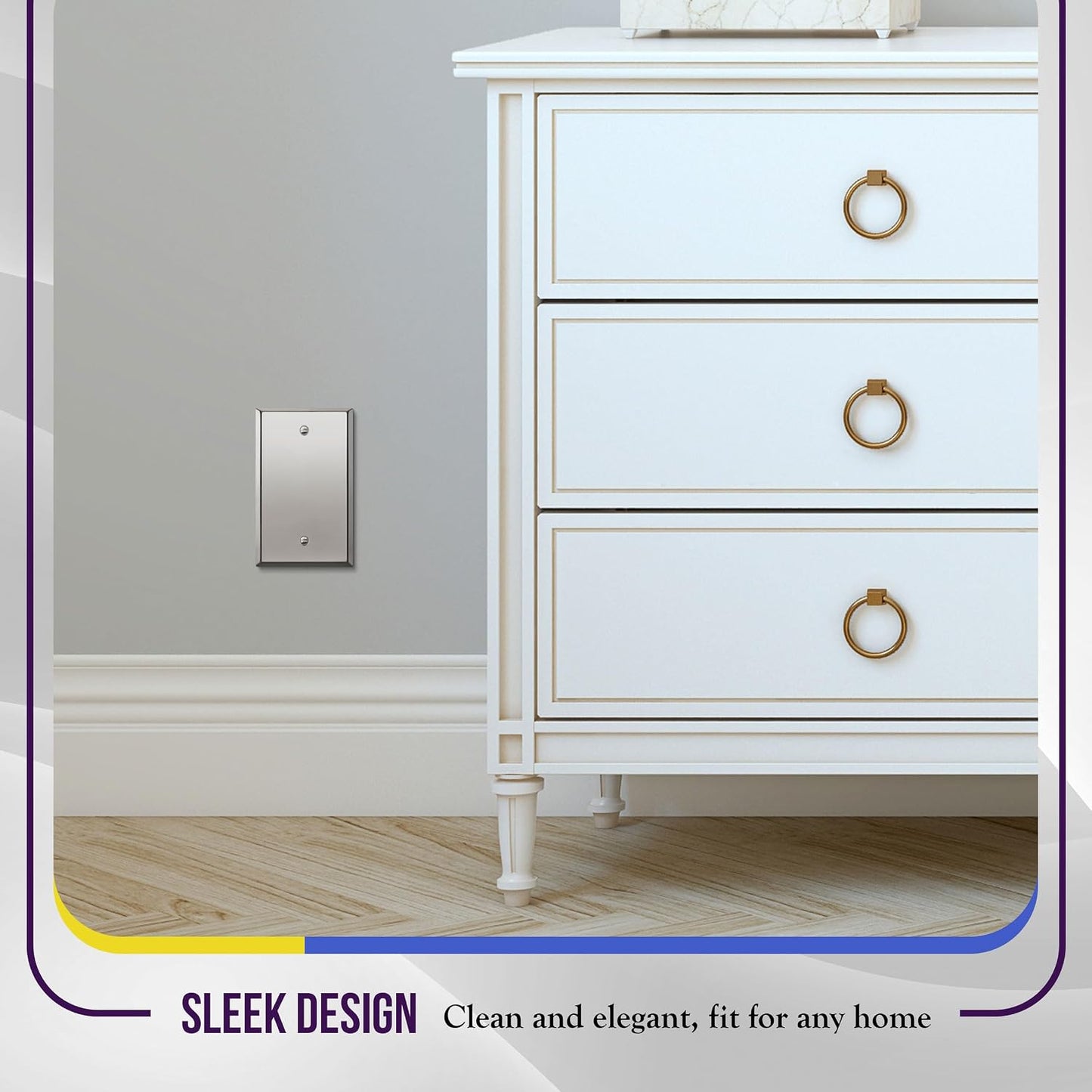 ENERLITES Blank Device Metal Wall Plate, Stainless Steel 201, Corrosion Resistant, Size 1-Gang 4.50" x 2.76"