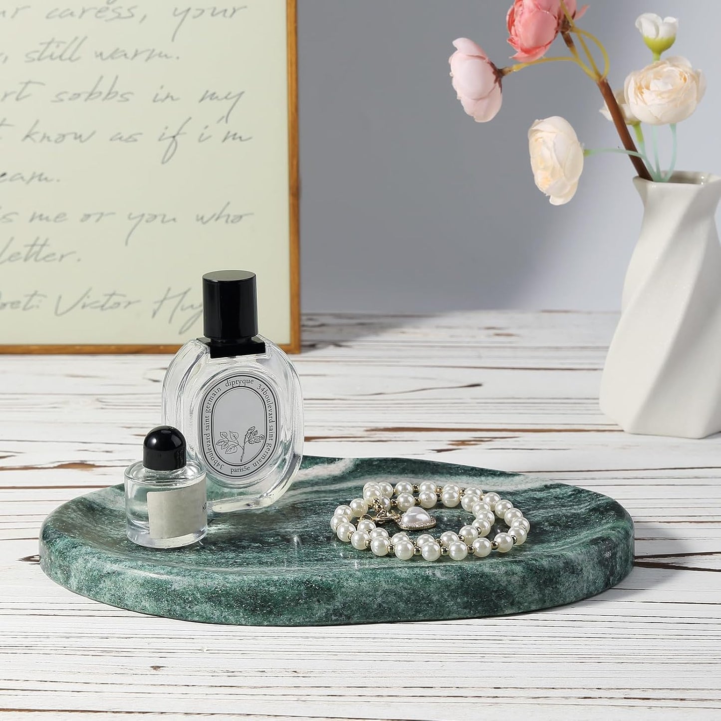 Marble Jewelry Tray Trinket Dish / VERDE LAPPONIA / 9.75"L X6.5"W X0.7"H