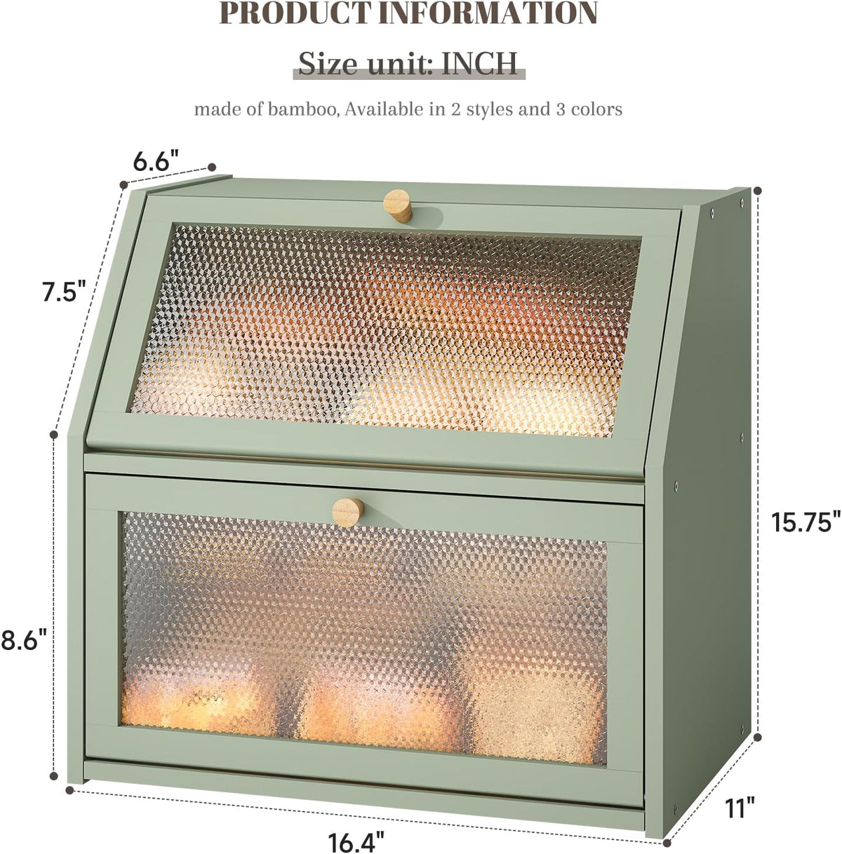 STDDRE Bread Box for Kitchen Countertop Bin Double Layer Bread Box Storage Container Extra Large Capacity Farmhouse