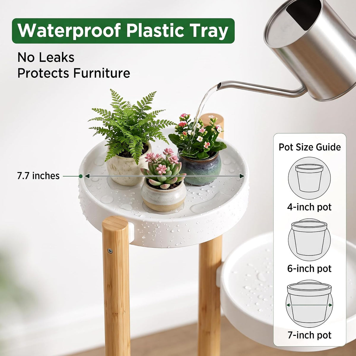 APRTAT 4-Tier Tall Bamboo Plant Stand for Indoor Plants | Natural Bamboo Waterproof Coating Enhanced Stability Easy