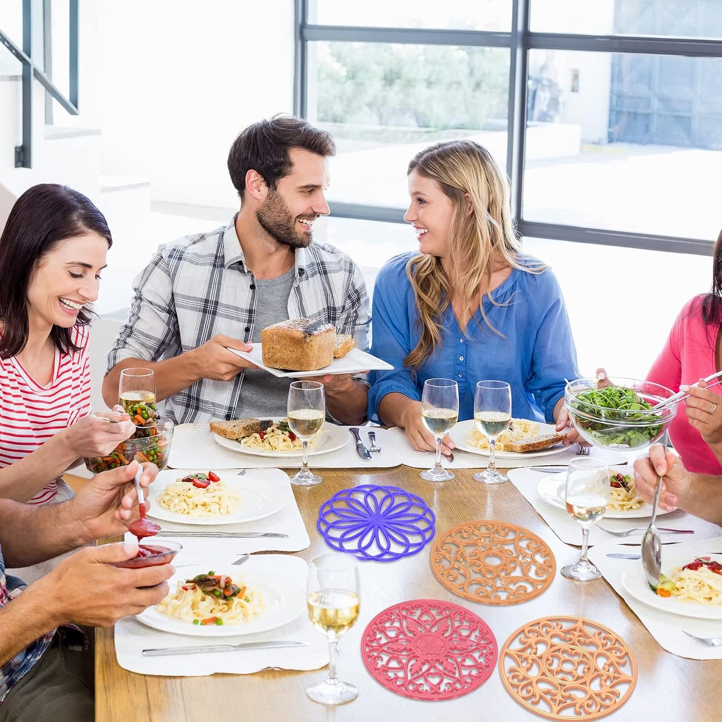 Large Mandala Coaster Resin Molds Hollow Flower Shiny Silicone Molds for Resin Casting / Set of 4