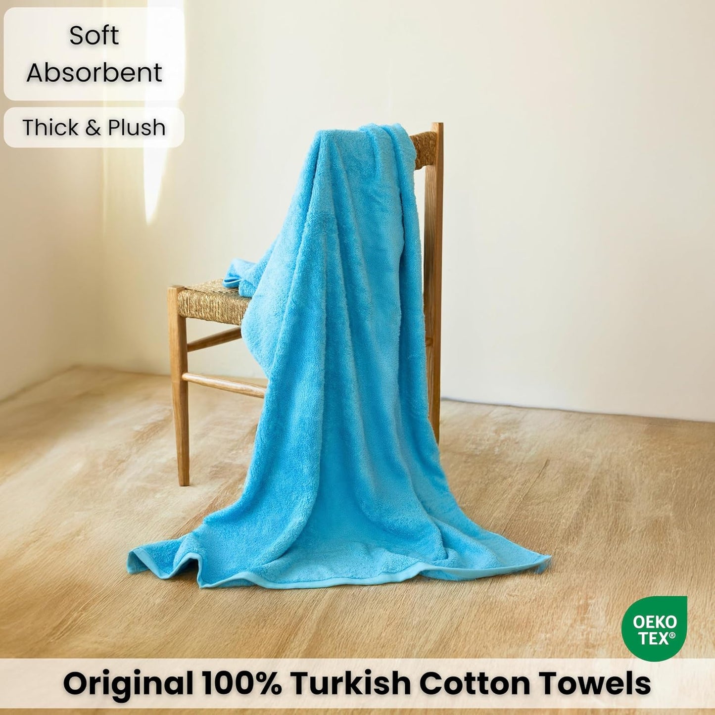 SALBAKOS Luxury 100% Turkish Cotton Bath Sheet 40x80 (1-Piece, Aqua Blue) | Extra Large Jumbo Oversized Bathroom and