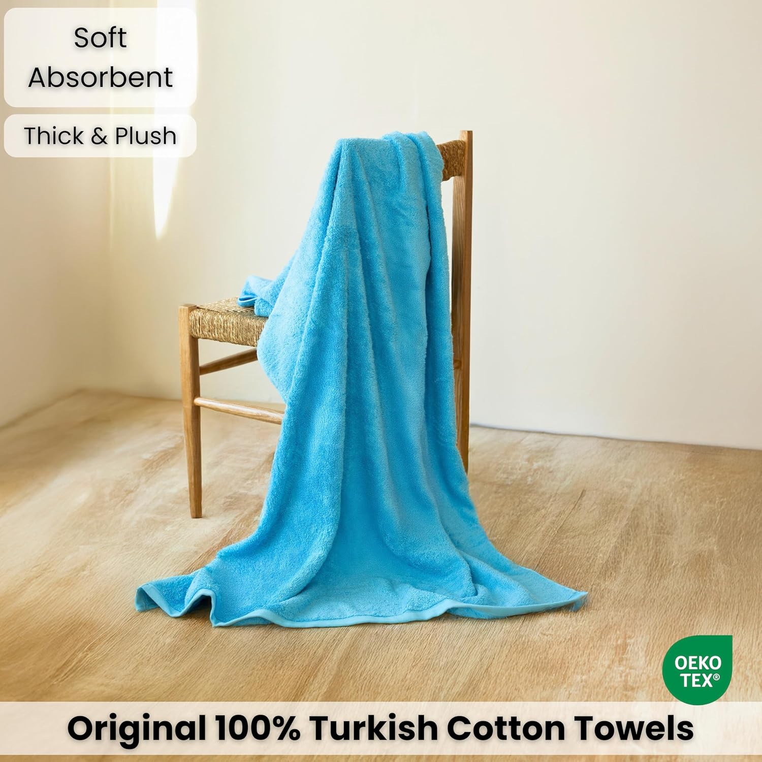 SALBAKOS Luxury 100% Turkish Cotton Bath Sheet 40x80 (1-Piece, Aqua Blue) | Extra Large Jumbo Oversized Bathroom and