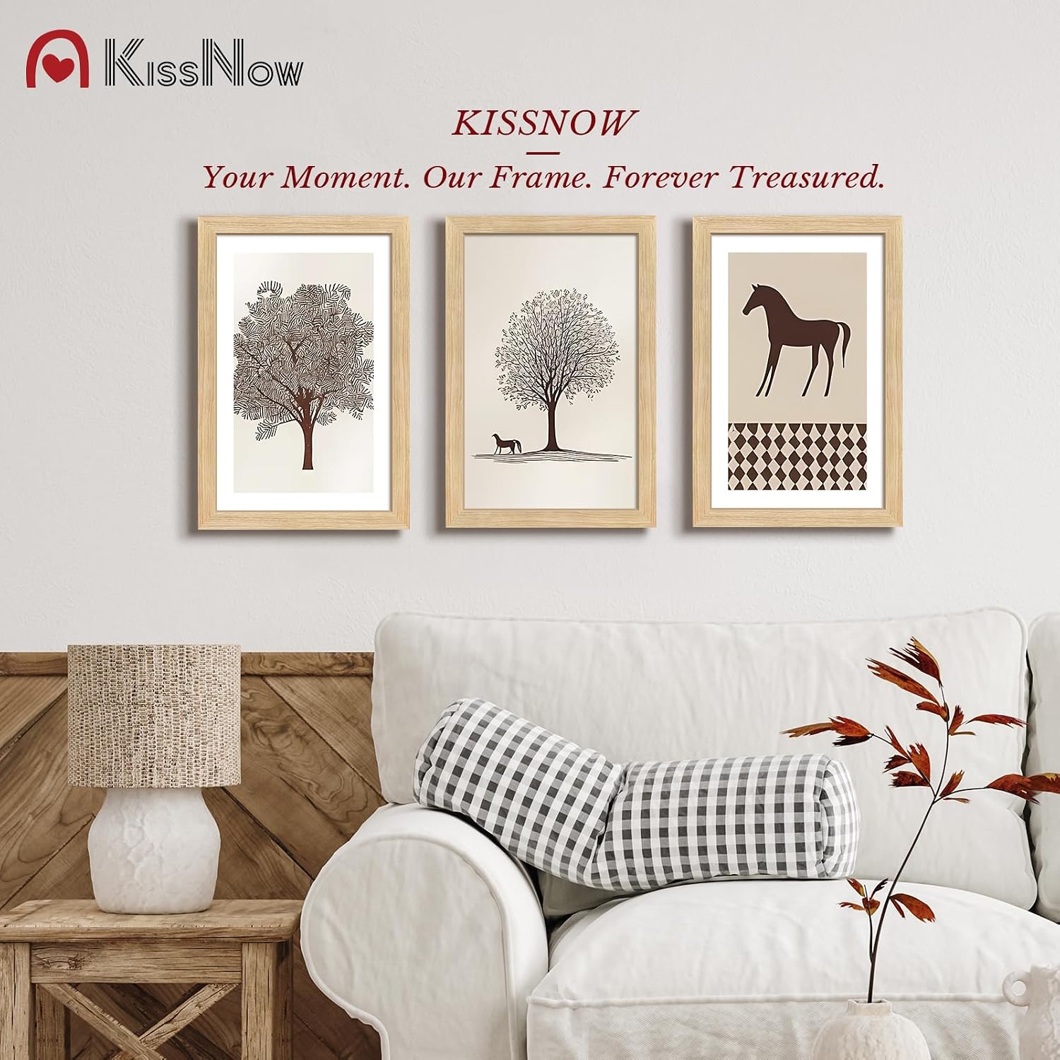 11x17 Picture Frame 4 Pack, Oak Solid Wood, Gallery Wall Decor | Wall Hanging, Thick & Wide Border, Clear Plexiglass