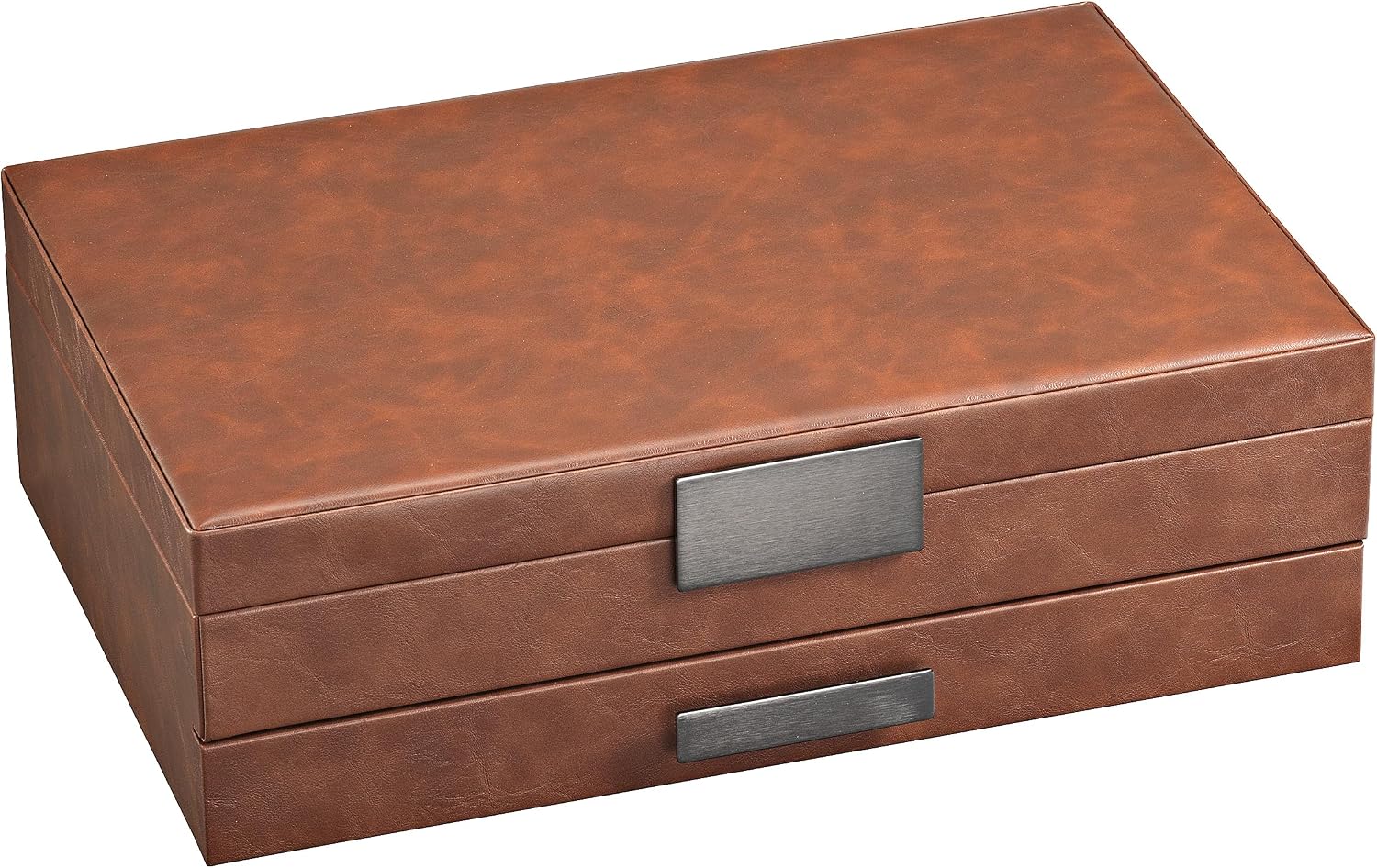 Glenor Co Mens Valet/Dresser Organizer - Luxury 12 Slot Jewelry Accessories Box, Carbon Fiber Design, Drawer Tray