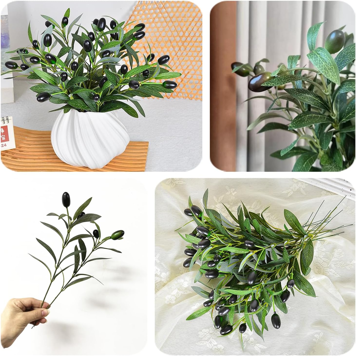 Fake Plants Artificial Olive Branches 10" Fake Greenery Small / Olive Leaves Stems / Set of 20